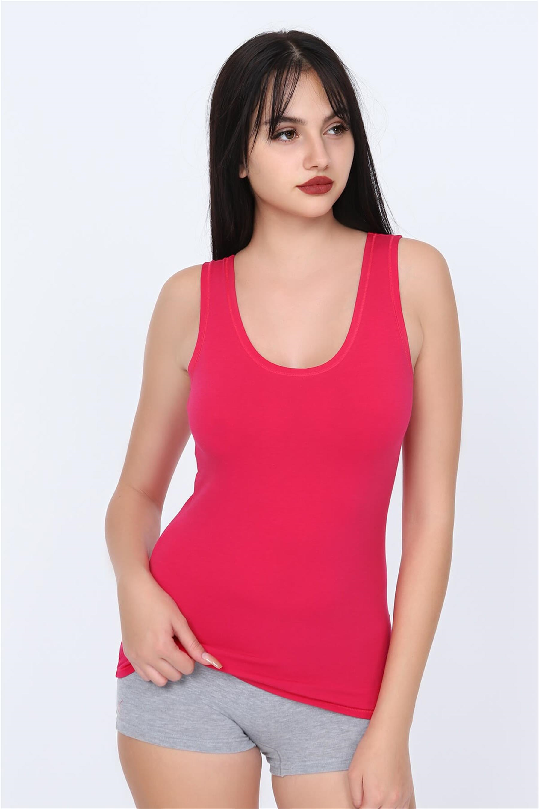 Kadın Fuşya Cotton Geniş Askılı Atlet