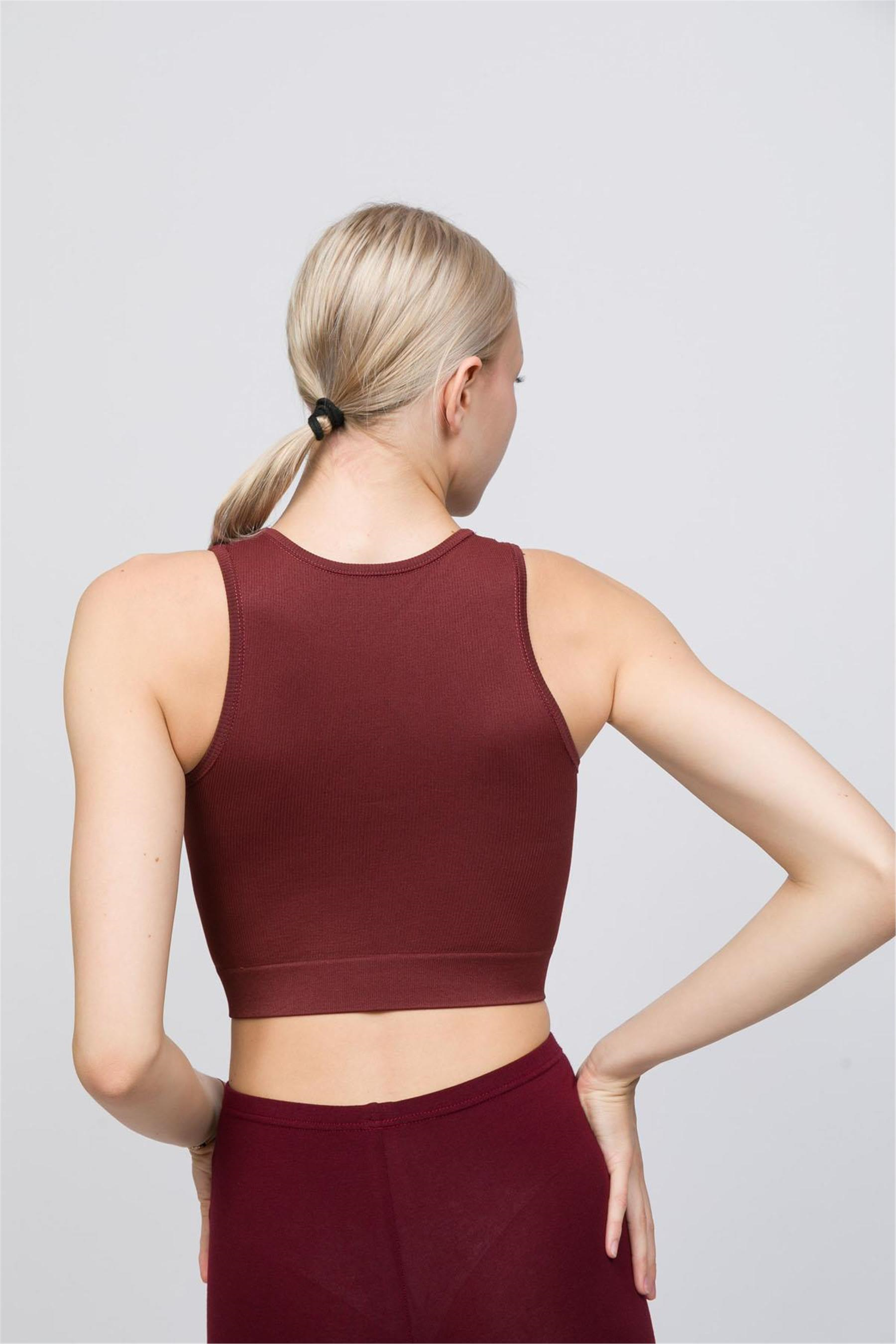 Kadın Kiremit Fitilli Orta Boy Sporcu Crop
