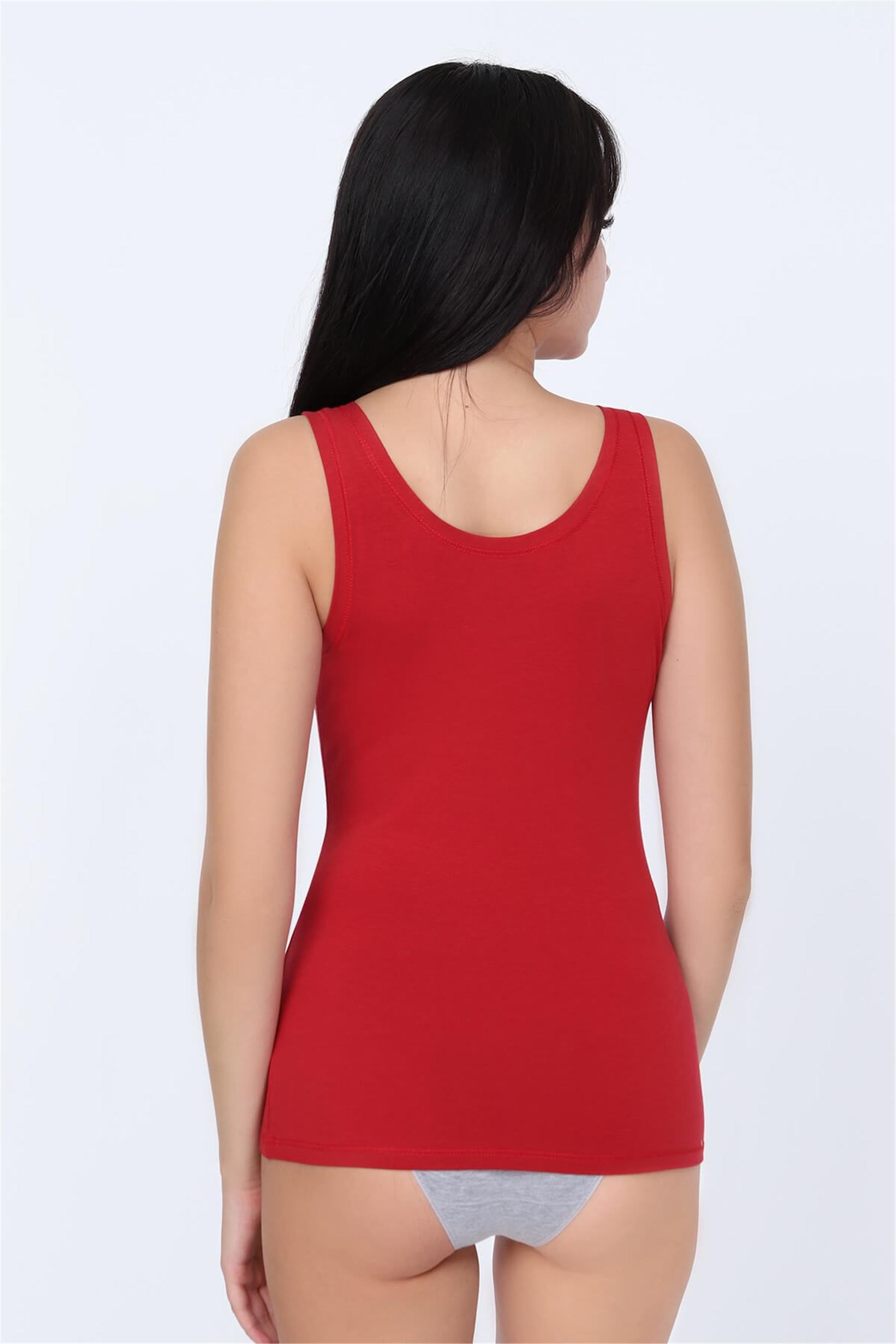 Kadın Kırmızı Cotton Geniş Askılı Atlet