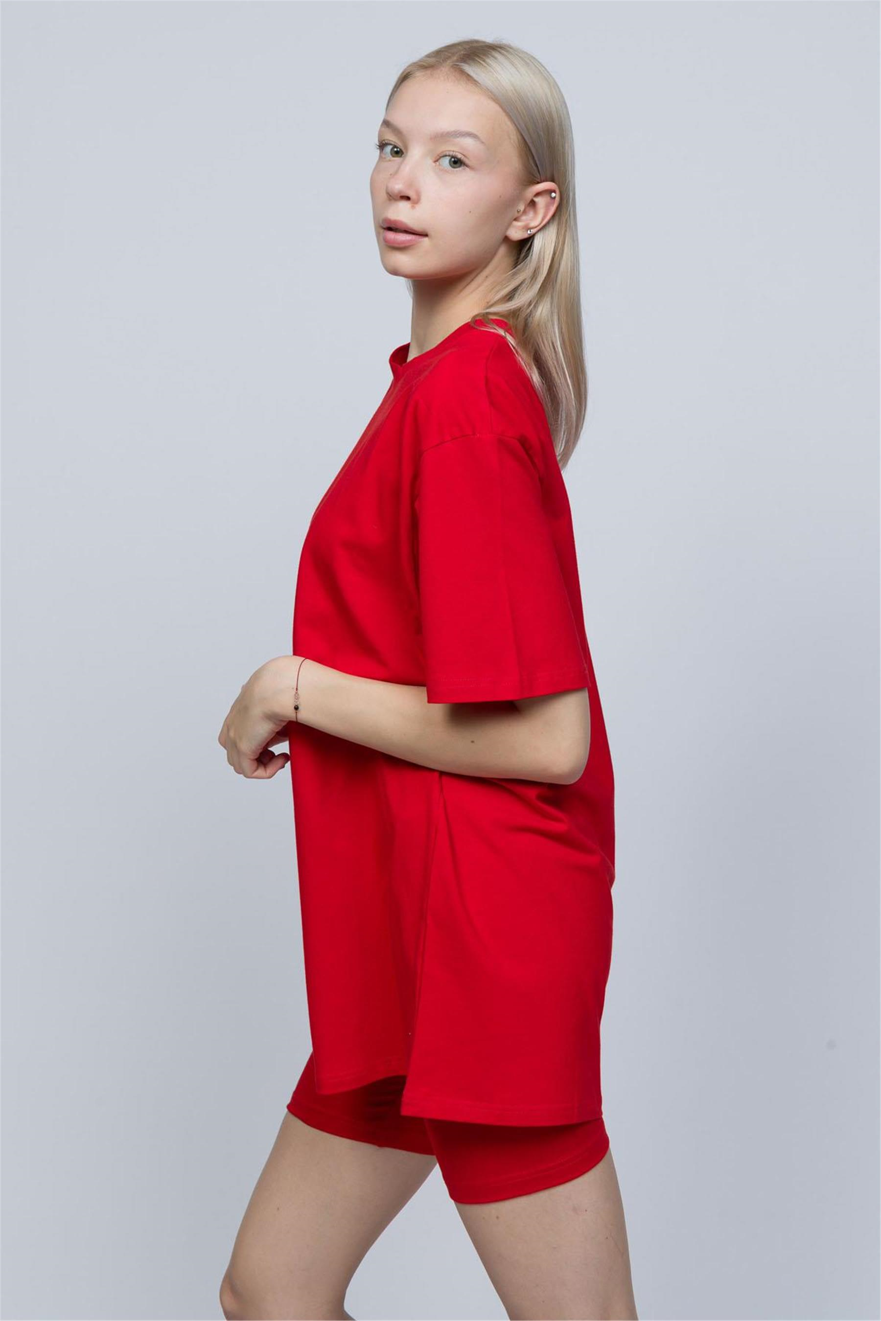 Kadın Kırmızı Oversize T-shirt