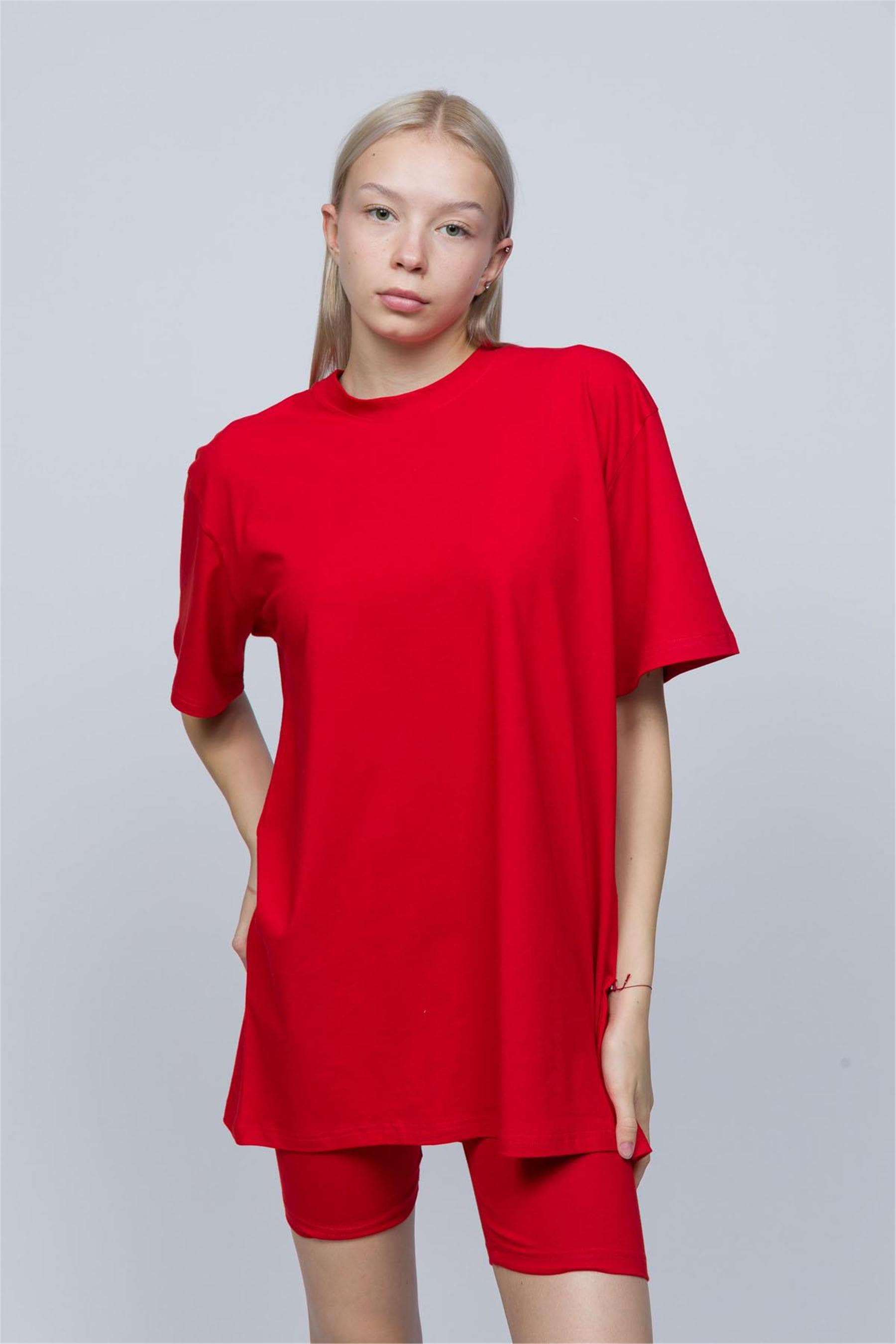 Kadın Kırmızı Oversize T-shirt