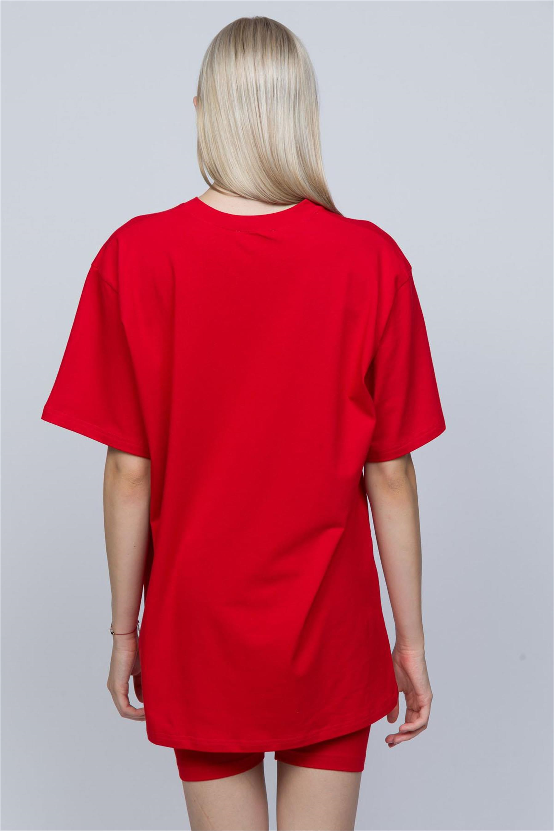 Kadın Kırmızı Oversize T-shirt