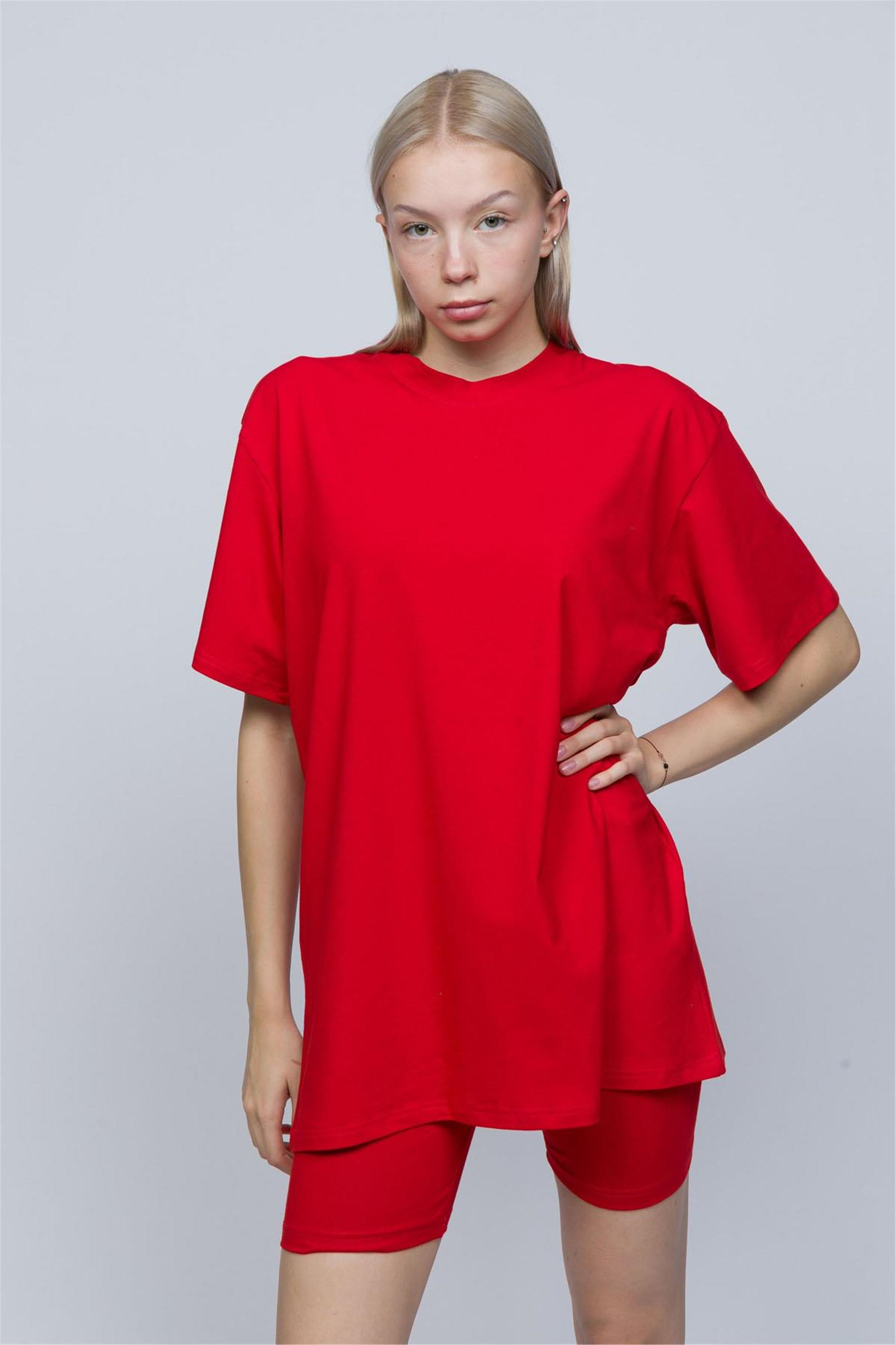 Kadın Kırmızı Oversize T-shirt