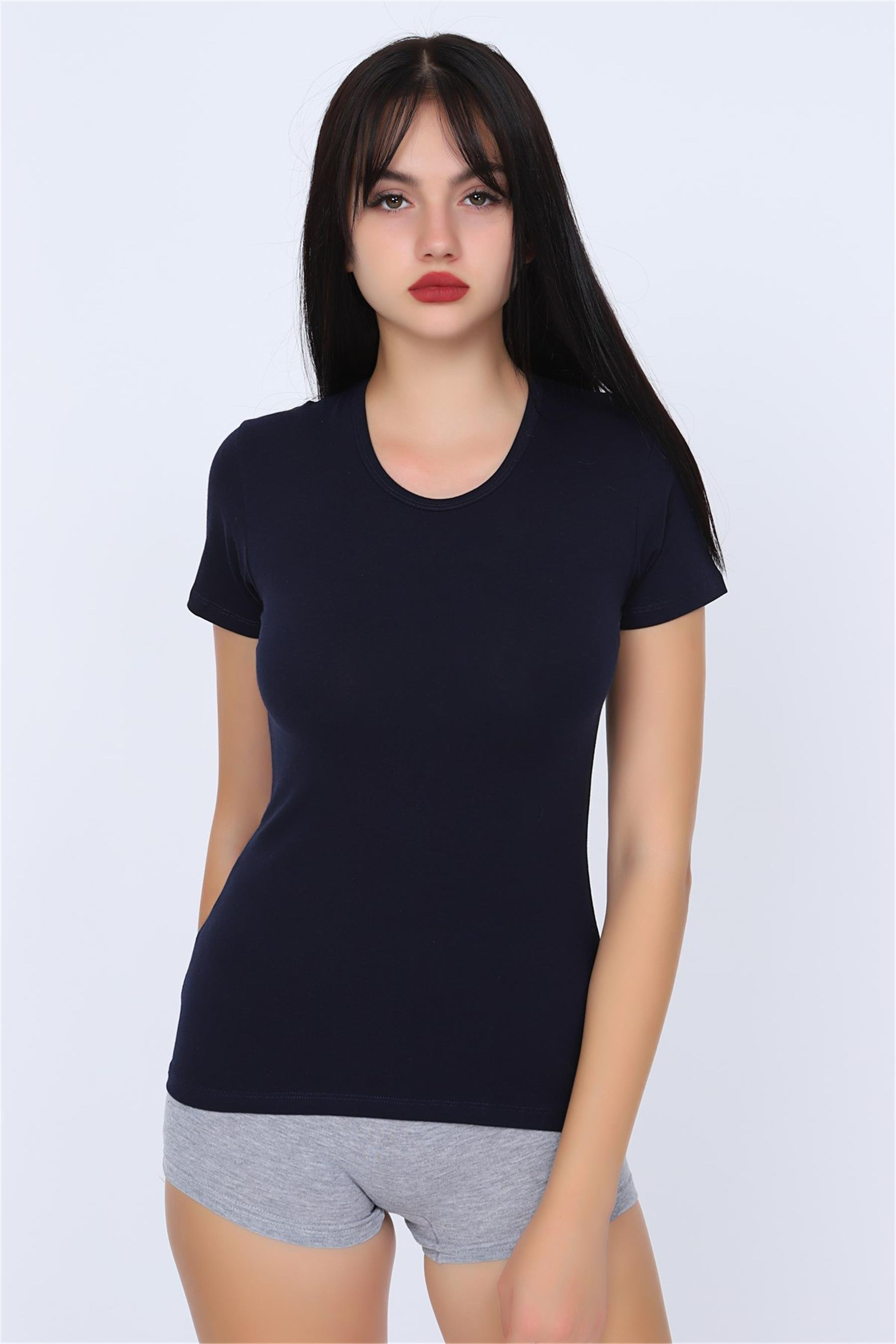 Kadın Lacivert Cotton Yarım Kol Fanila