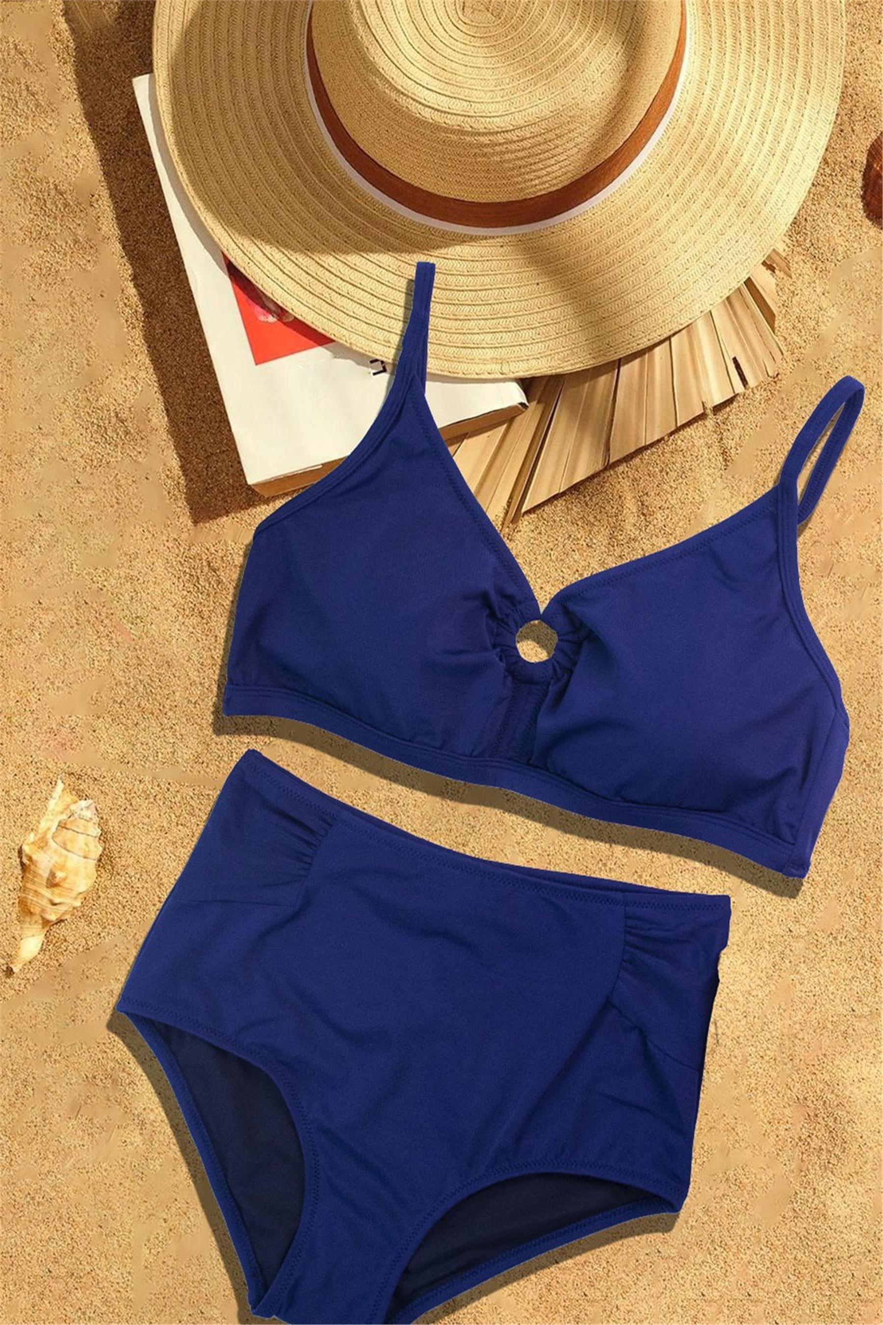 Kadın Lacivert Halka Detaylı Bikini Üst