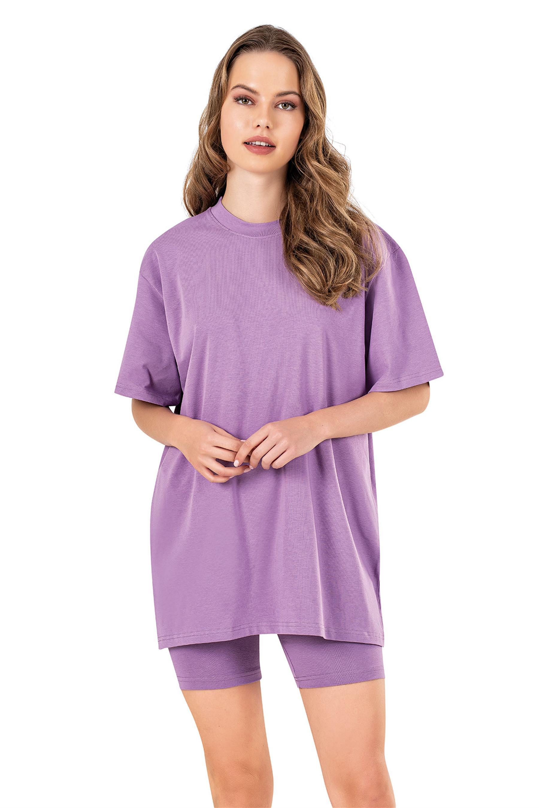 Kadın Lila Oversize T-shirt