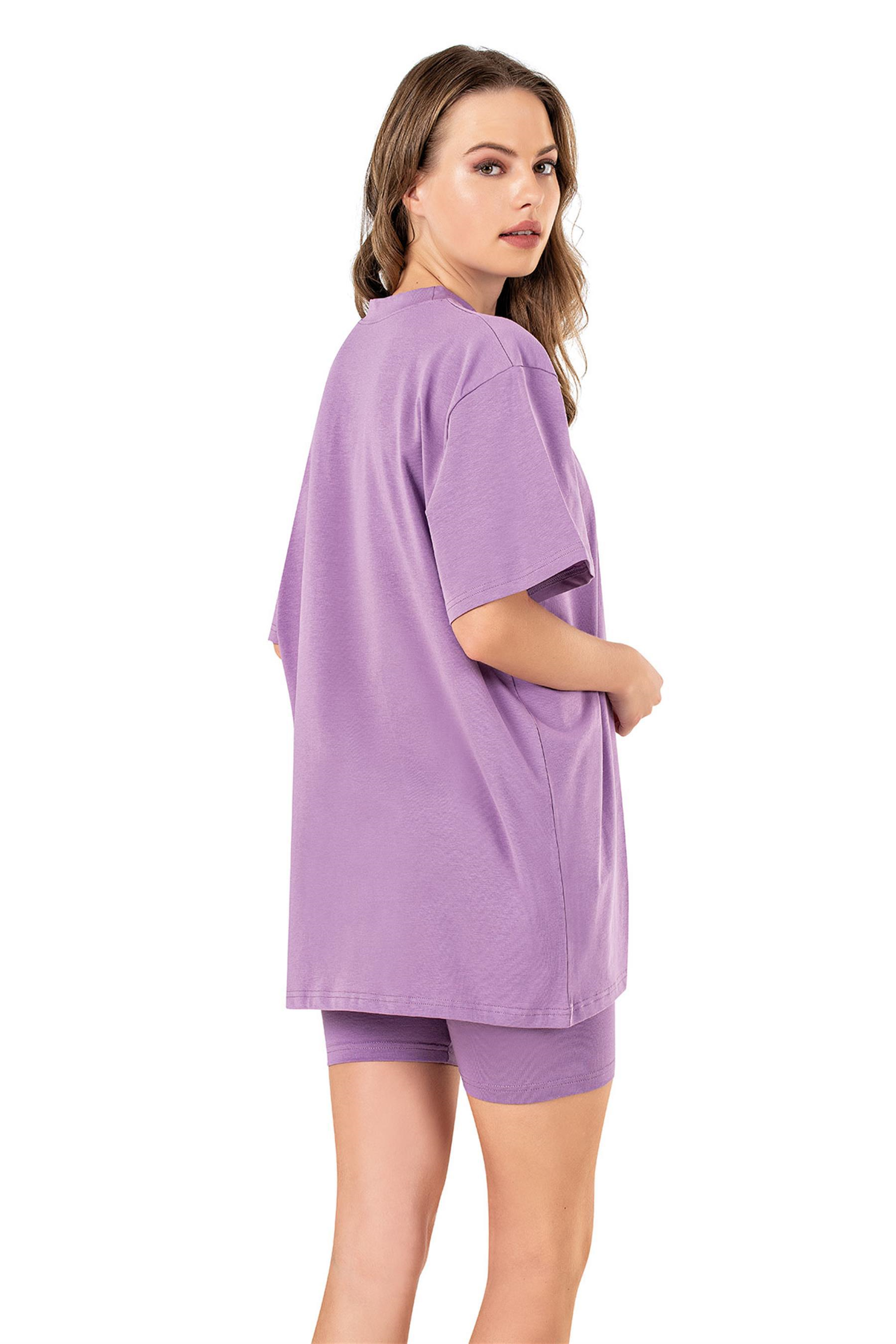 Kadın Lila Oversize T-shirt