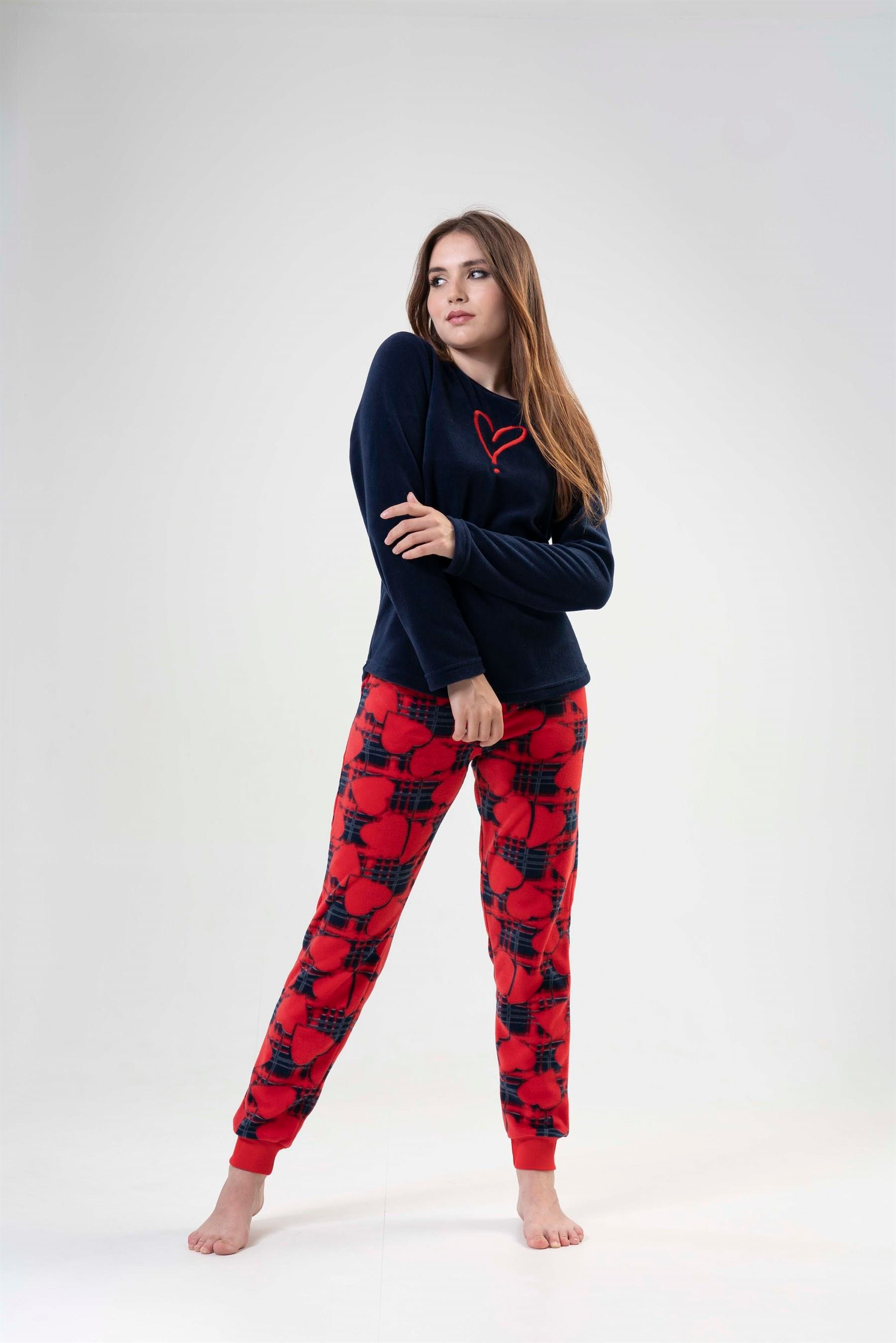 Kadın Mavi Polar Süprem Pijama Takım