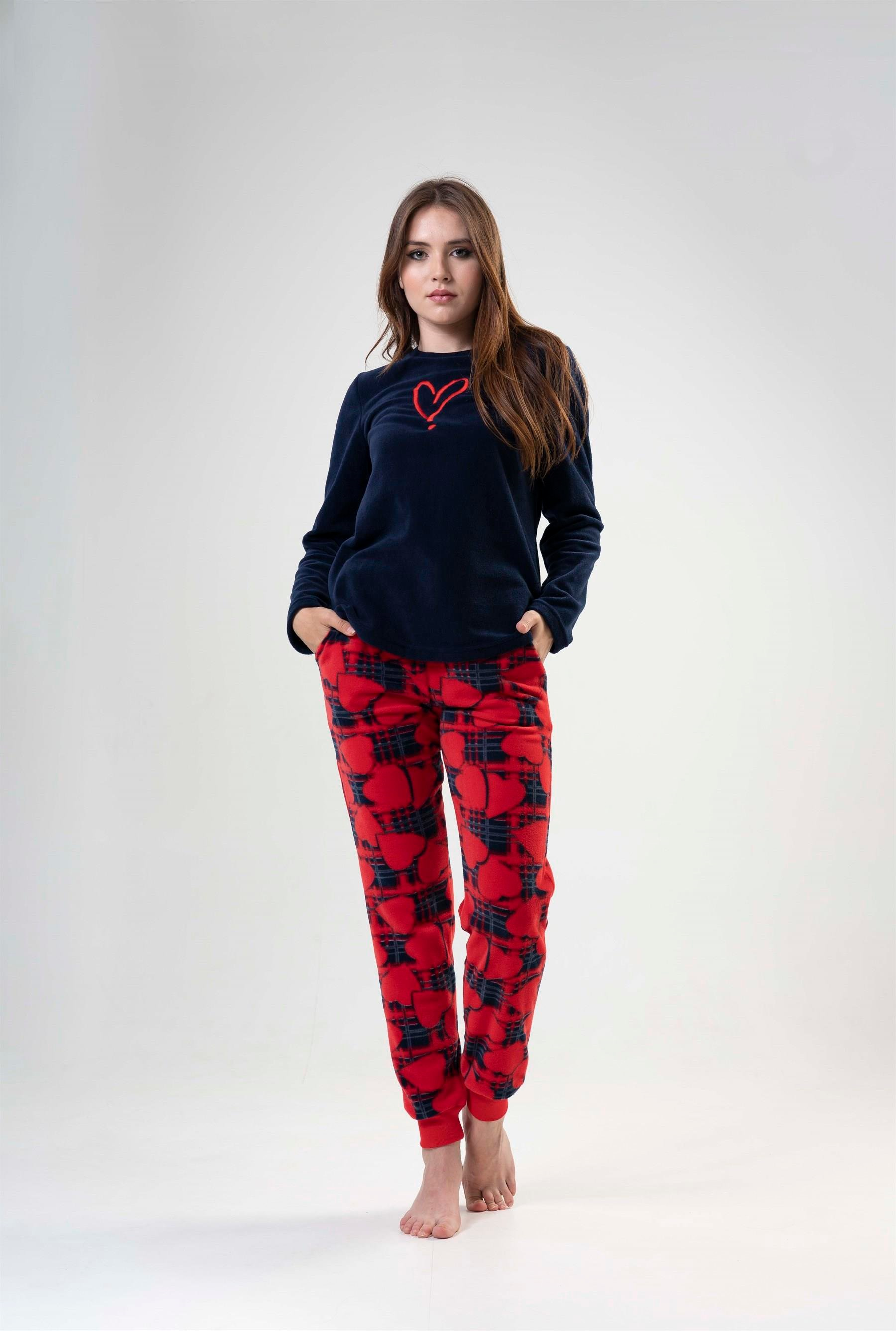 Kadın Mavi Polar Süprem Pijama Takım