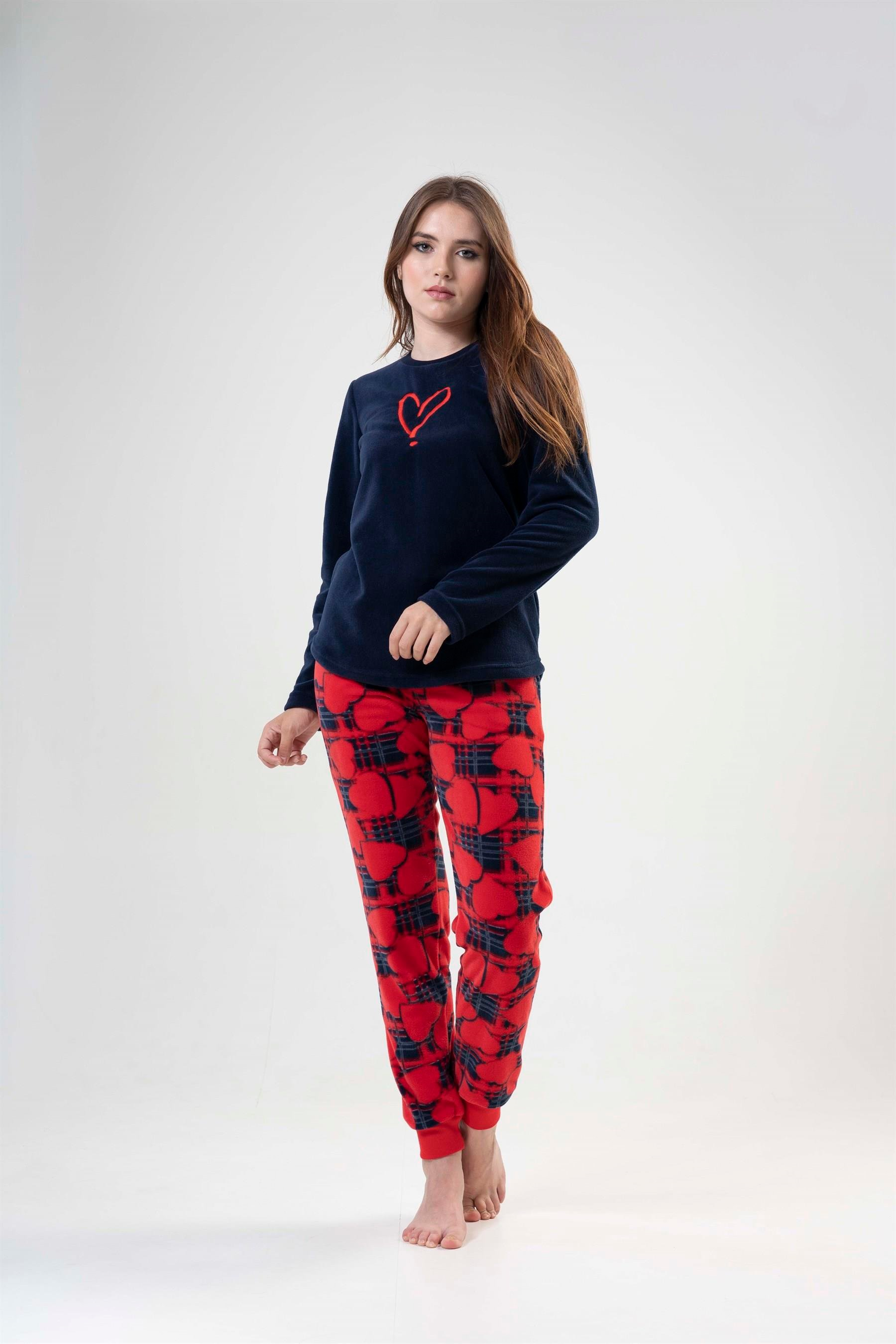 Kadın Mavi Polar Süprem Pijama Takım