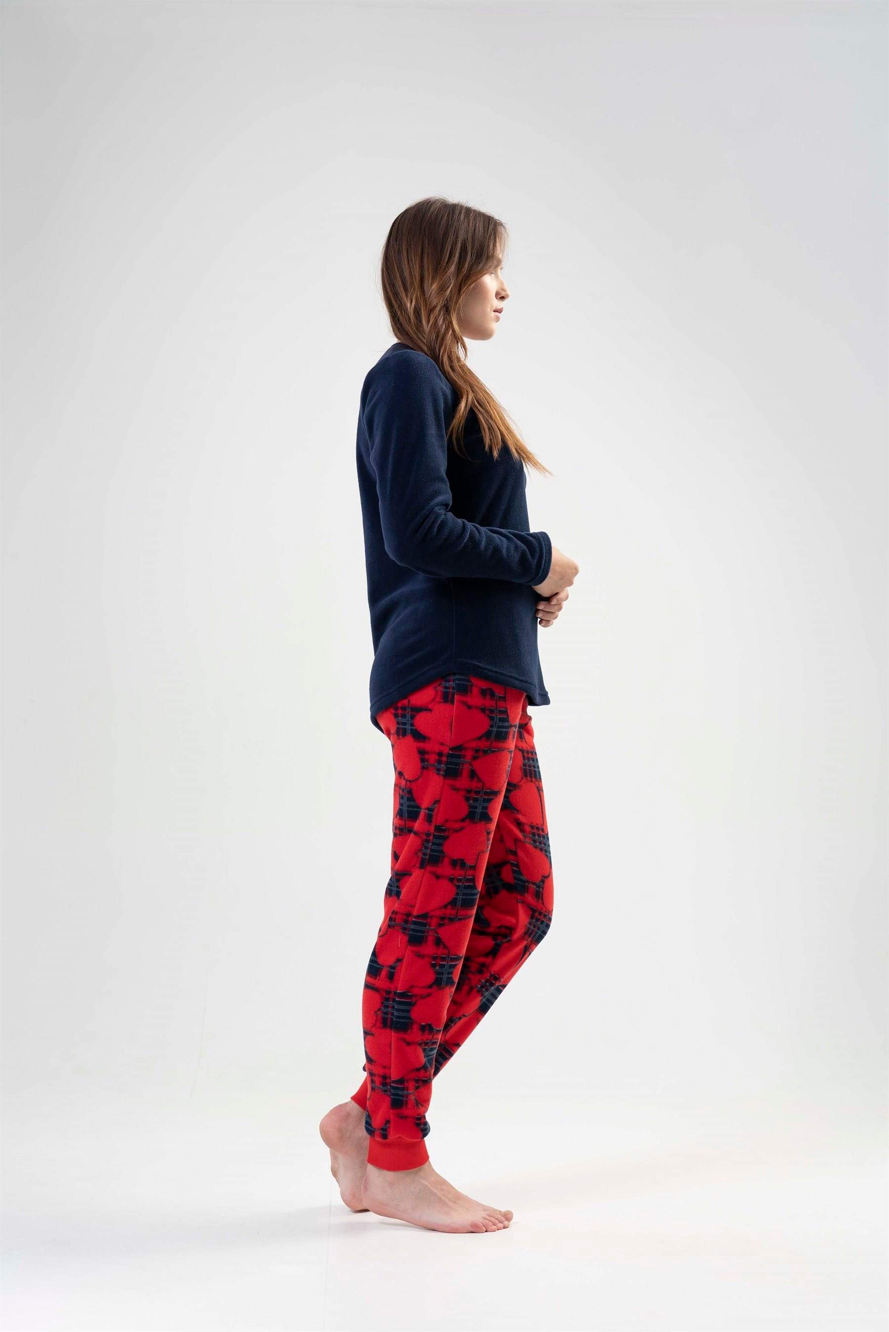 Kadın Mavi Polar Süprem Pijama Takım