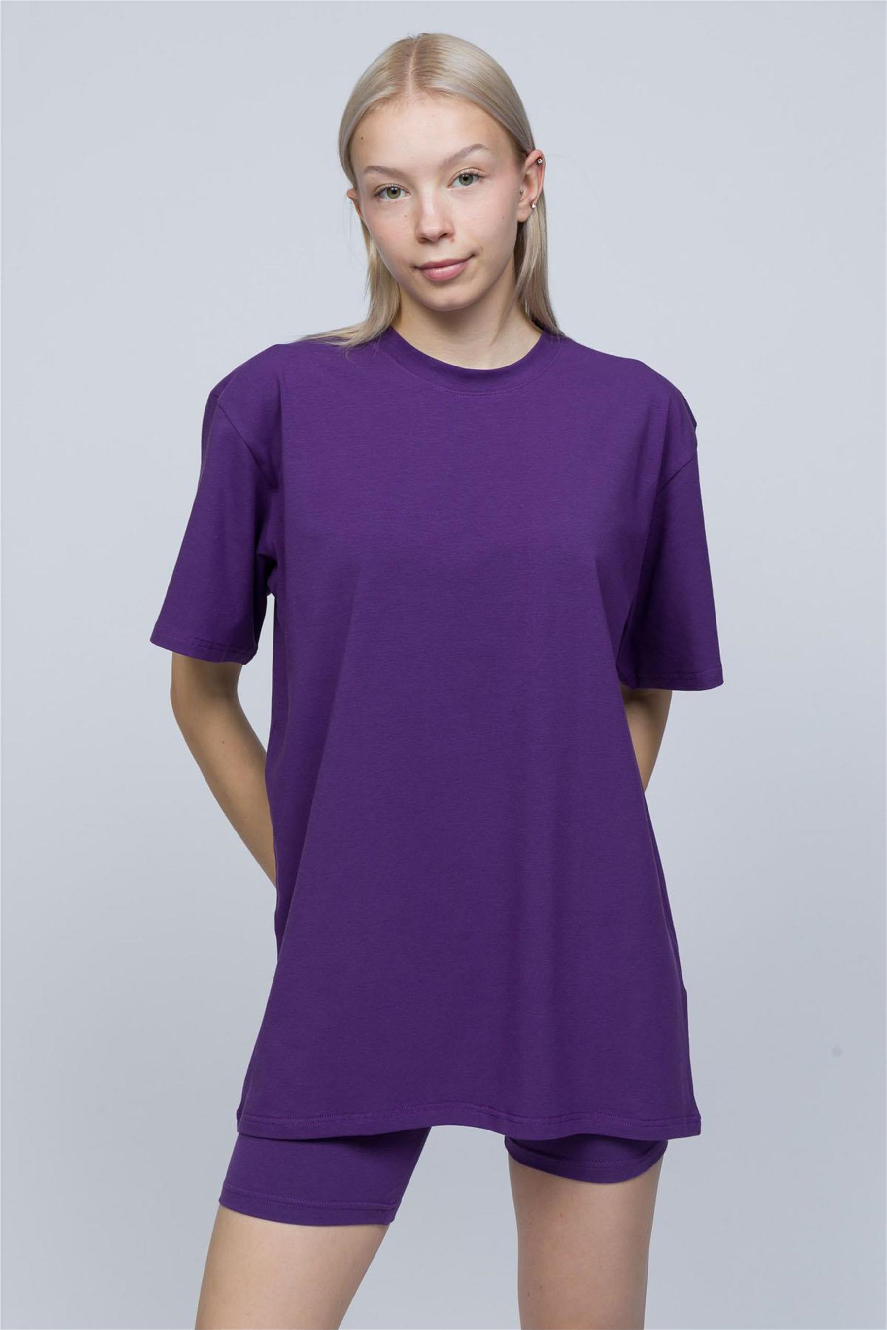 Kadın Mor Oversize T-shirt