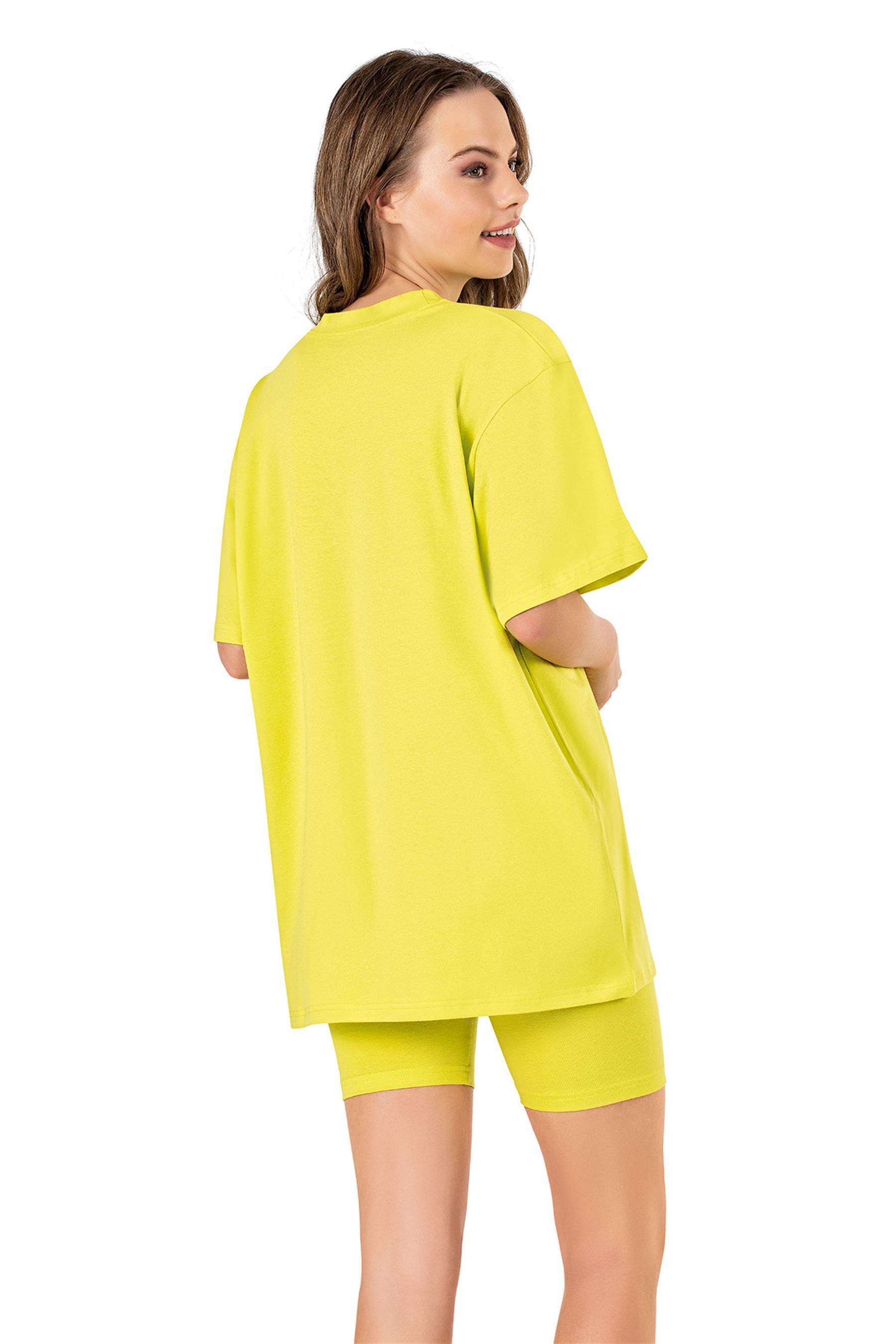 Kadın Neon Yeşil Oversize T-shirt