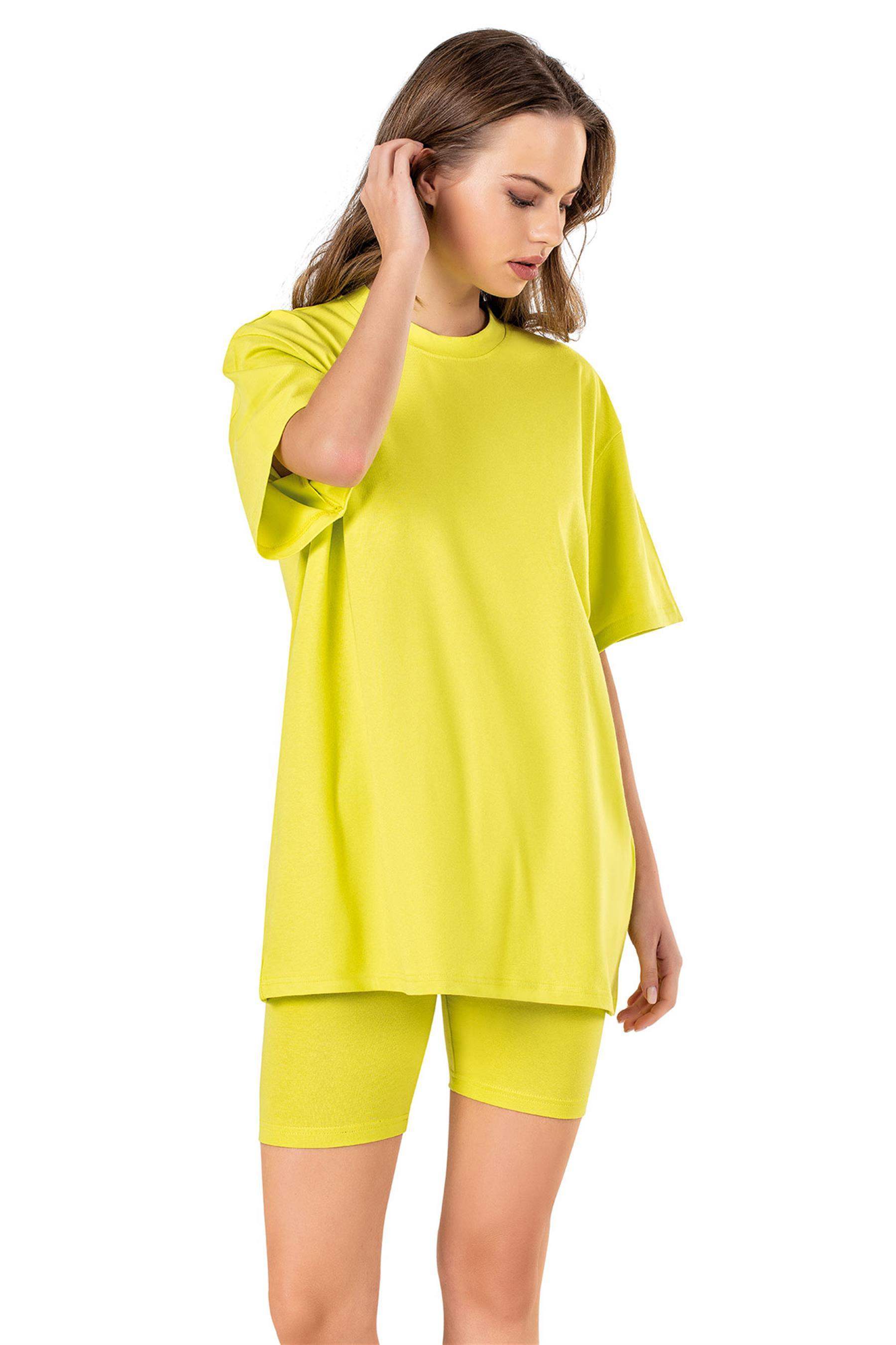 Kadın Neon Yeşil Oversize T-shirt