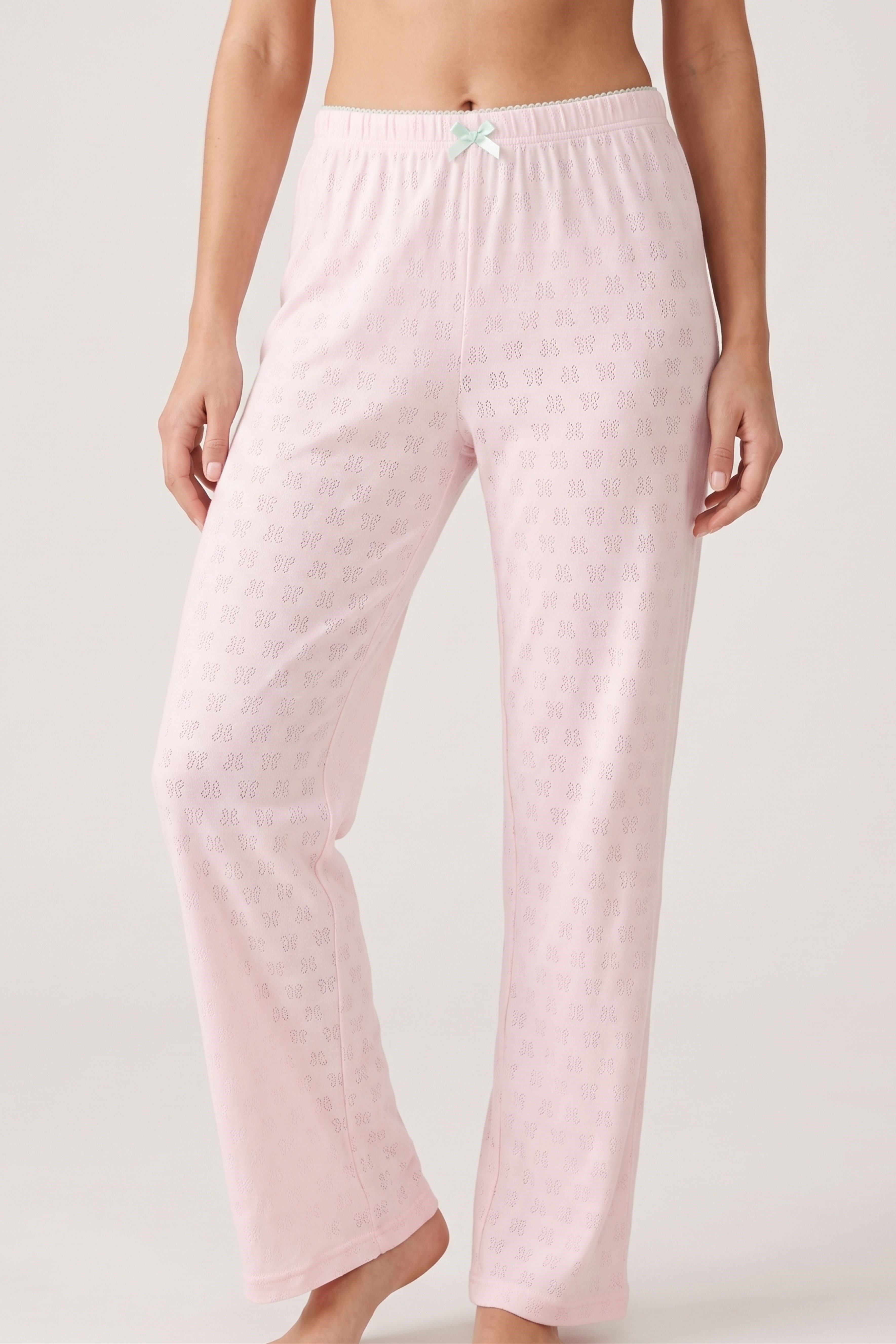 Kadın Pembe Ribana Pijama Altı