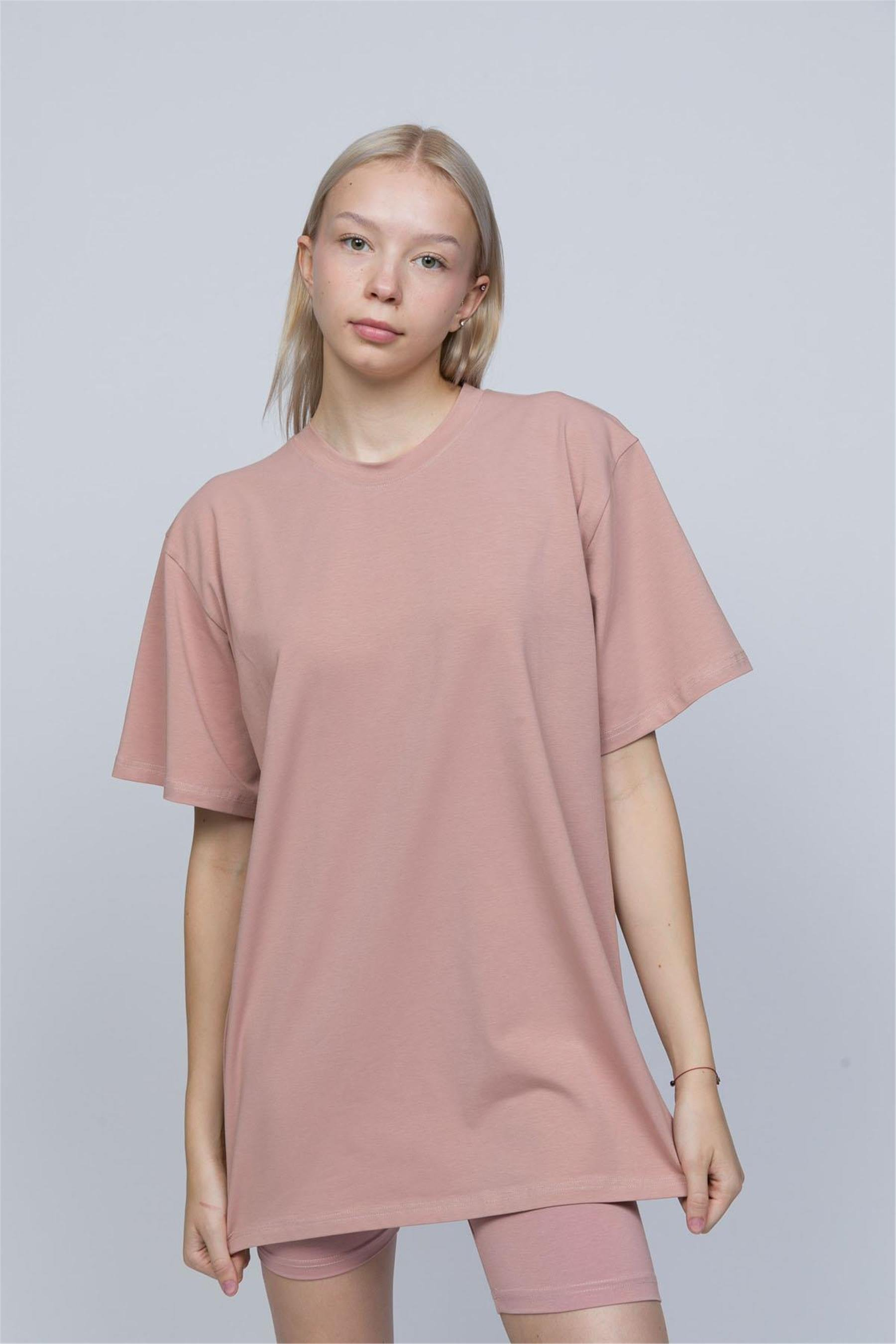 Kadın Pudra Oversize T-shirt
