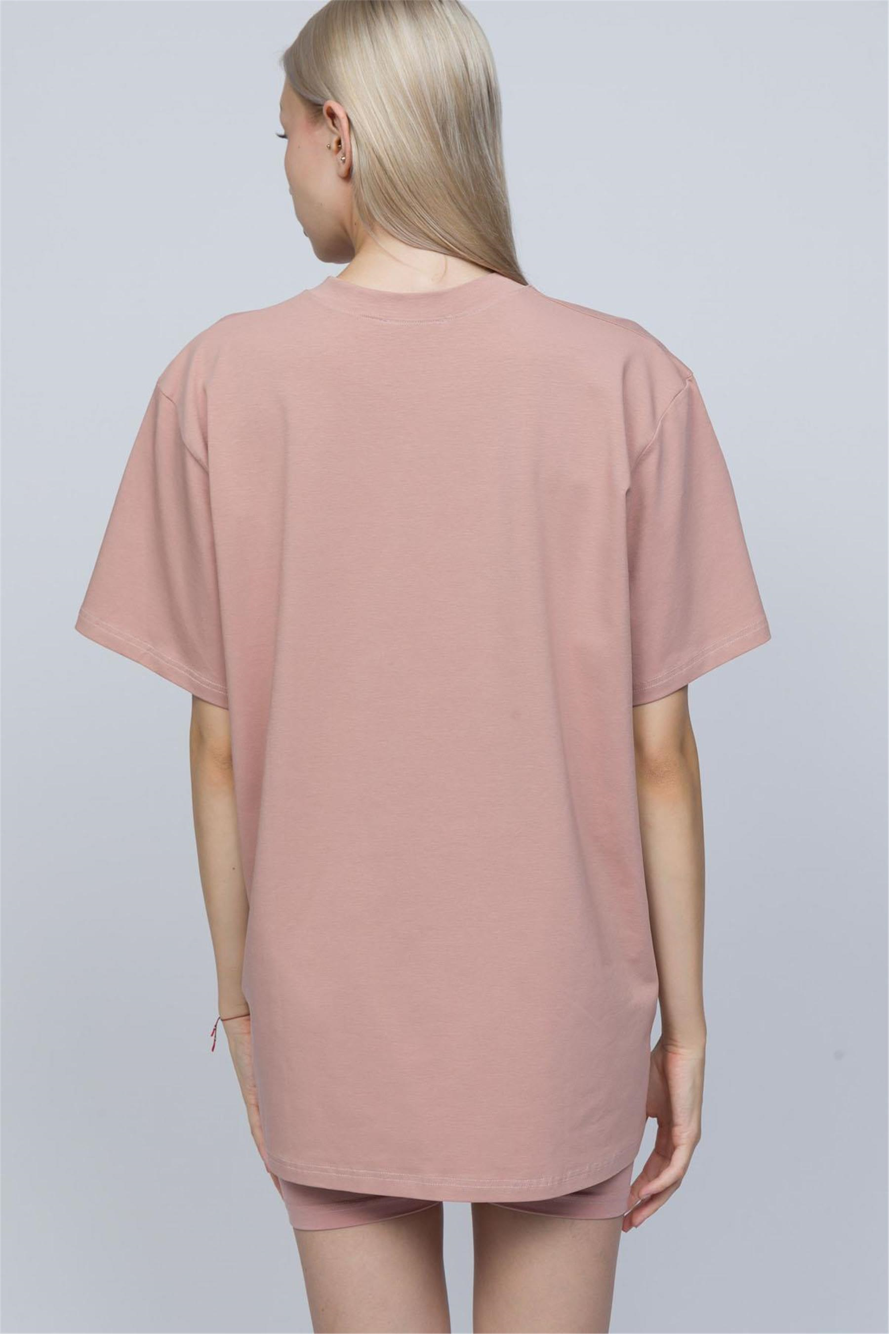 Kadın Pudra Oversize T-shirt