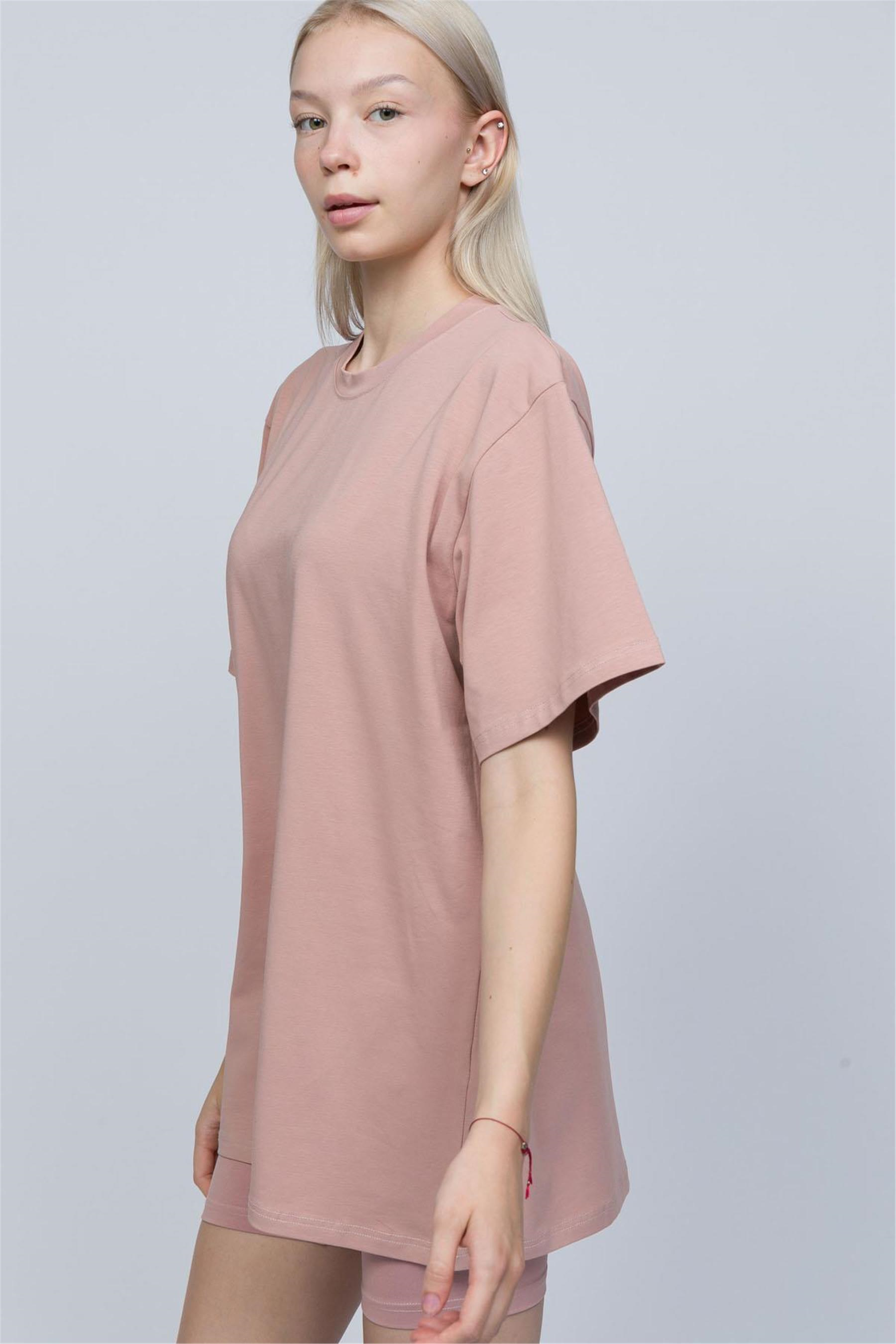 Kadın Pudra Oversize T-shirt