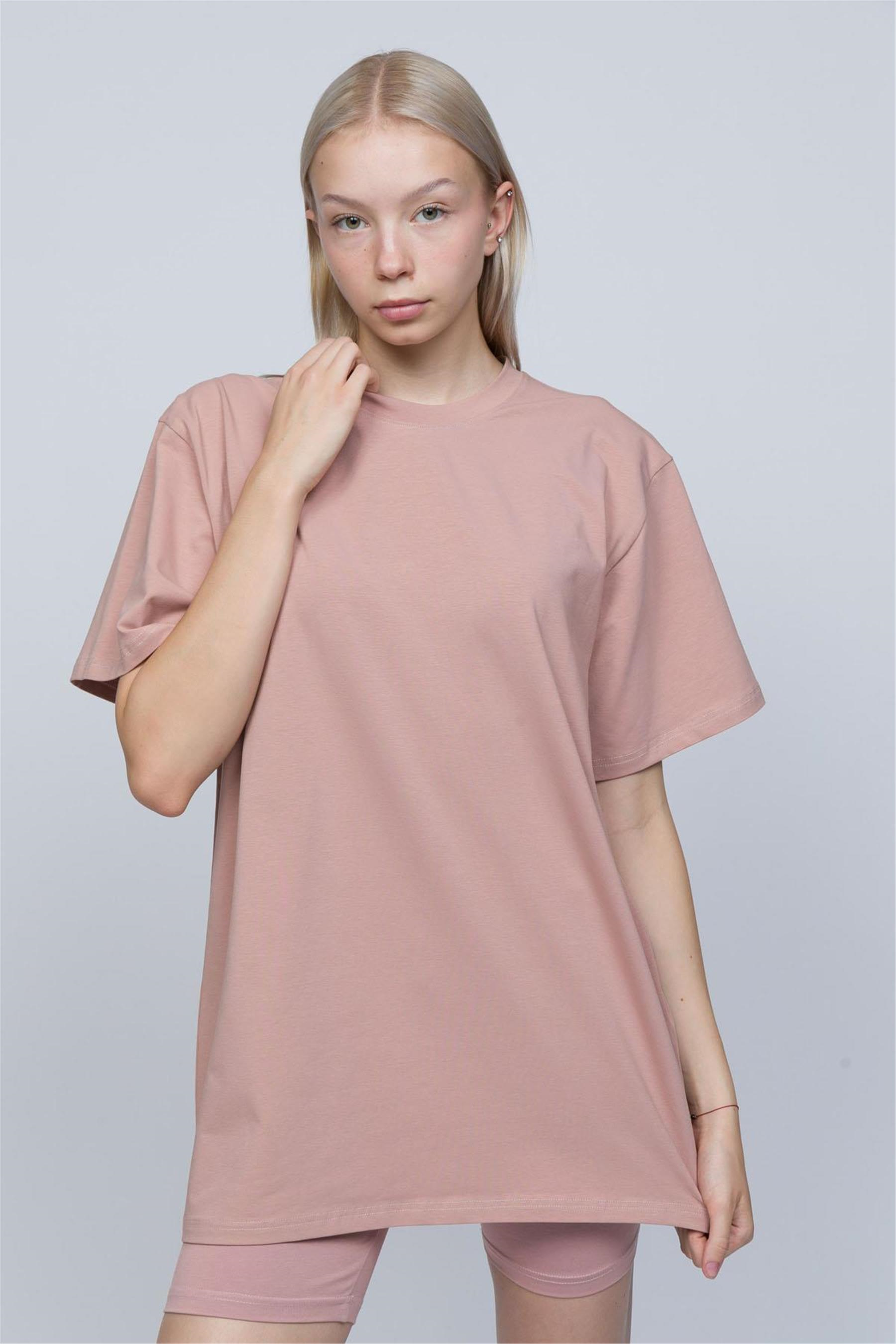 Kadın Pudra Oversize T-shirt