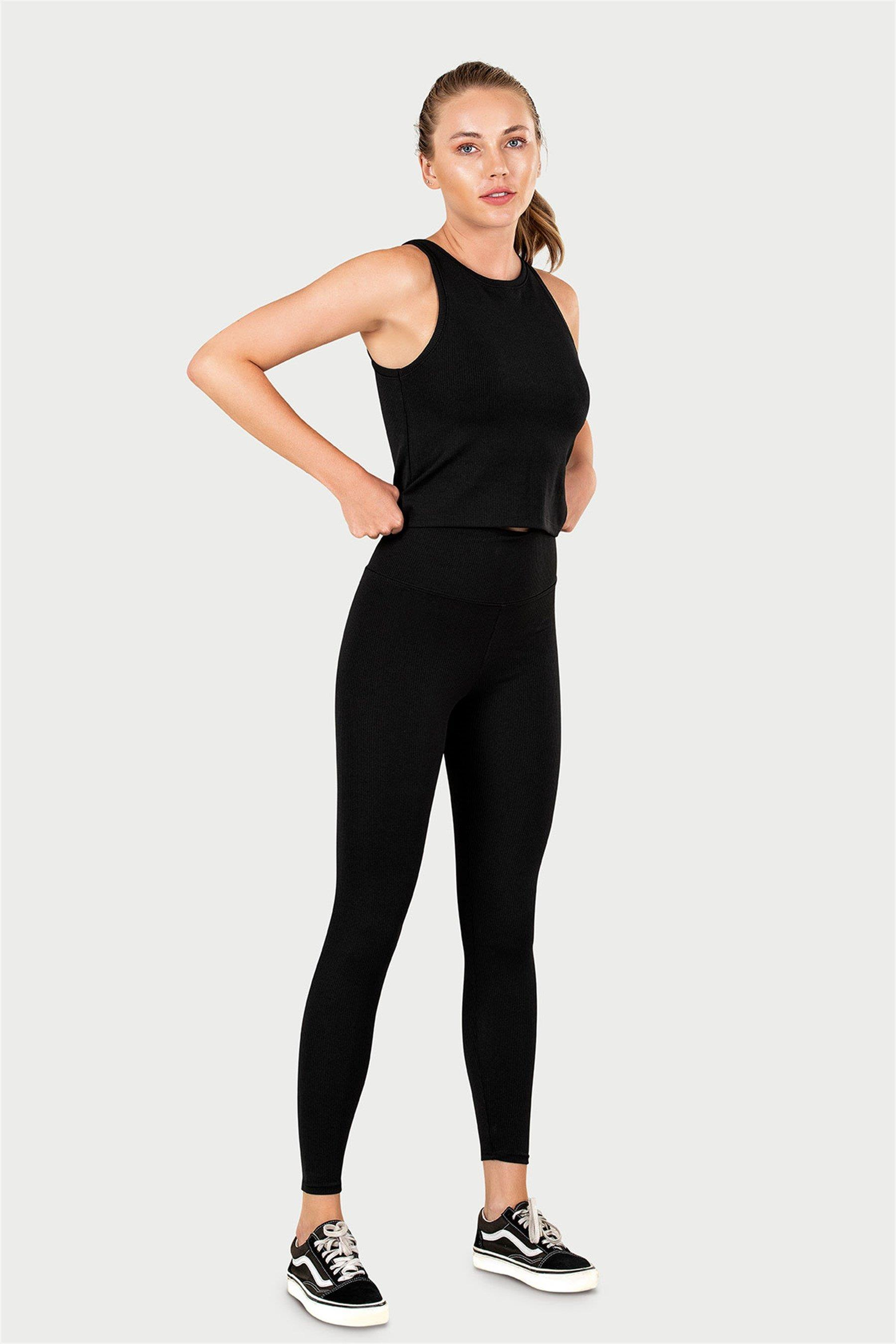 Kadın Siyah Fitilli Halter Crop