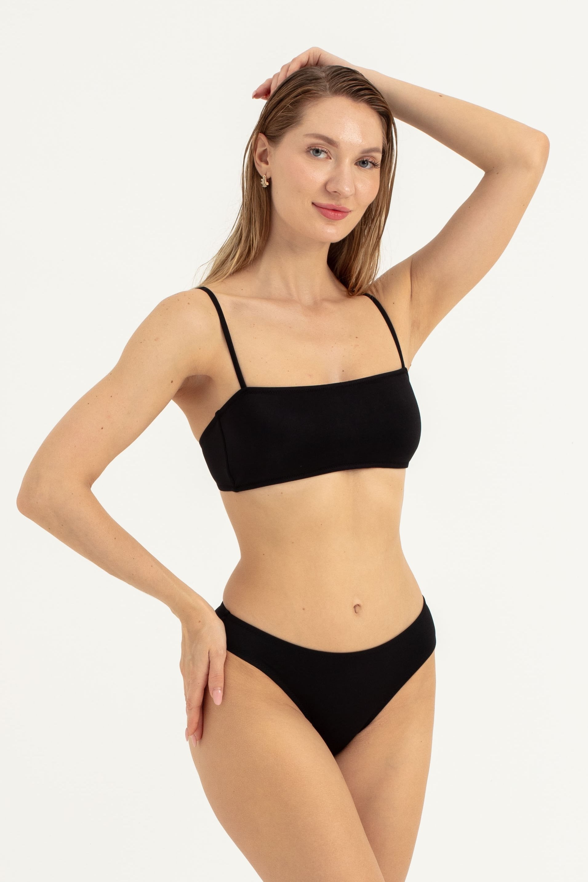Kadın Siyah İnce Askılı Bikini 