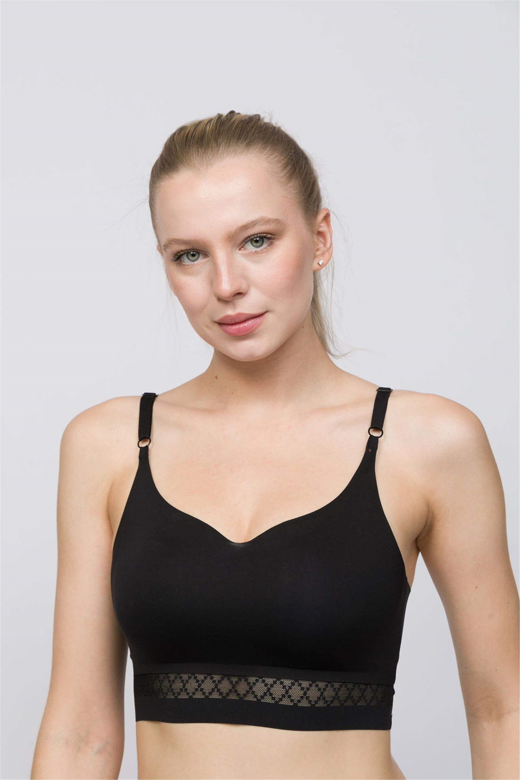 Kadın Siyah Lazer Kesim Bralet