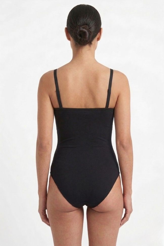 Kadın Siyah Penye Modal İp Askılı Emzirme Çıtçıtlı Body