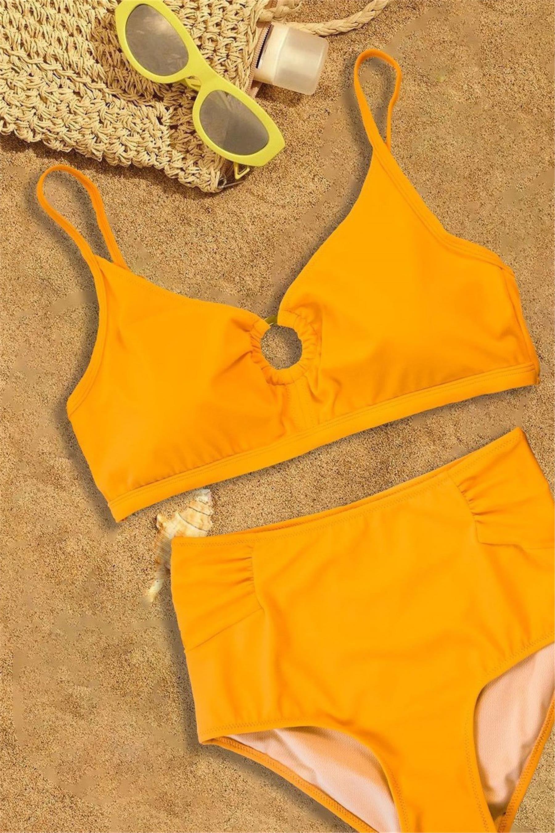 Kadın Turuncu Halka Detaylı Bikini Üst