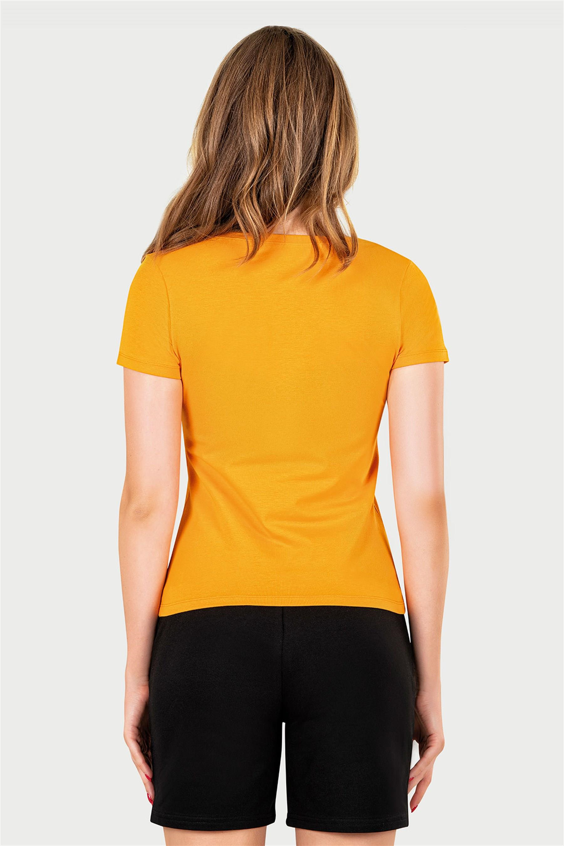Kadın Turuncu V Yaka T-shirt