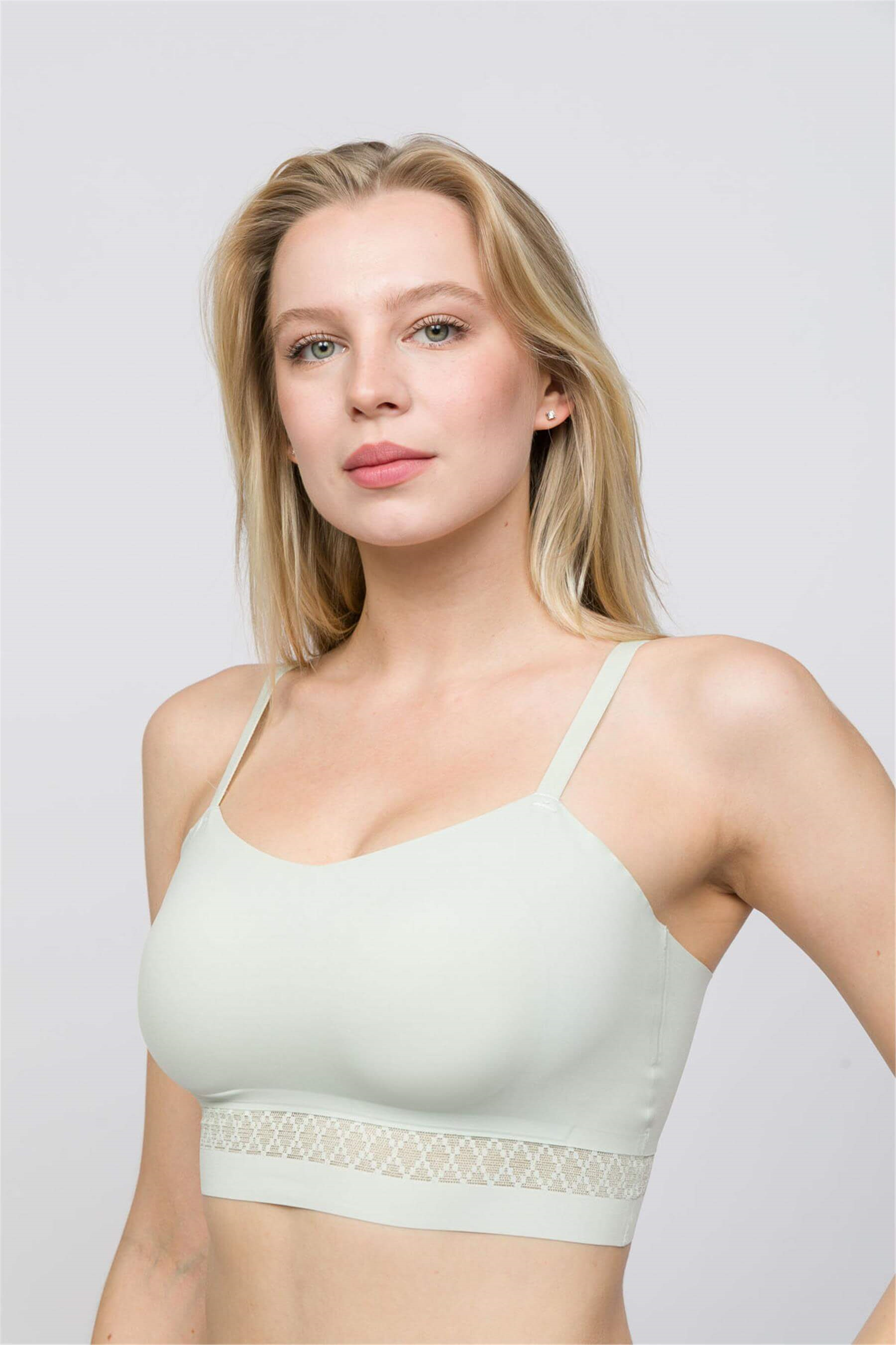 Kadın Yeşil Dantelli Lazer Kesim Bralet 