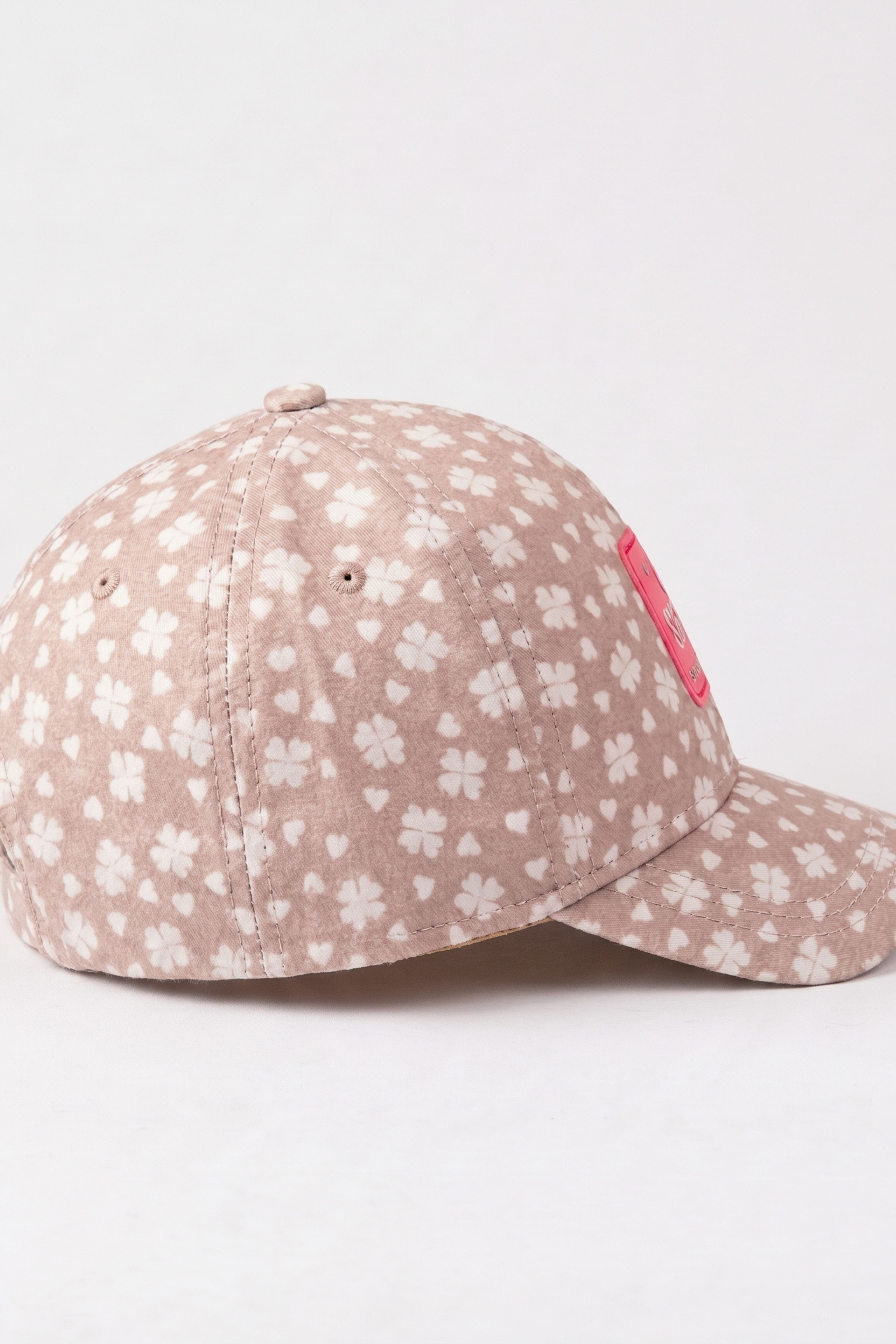 Kız Çocuk Bej Yonca Desenli Kep Şapka