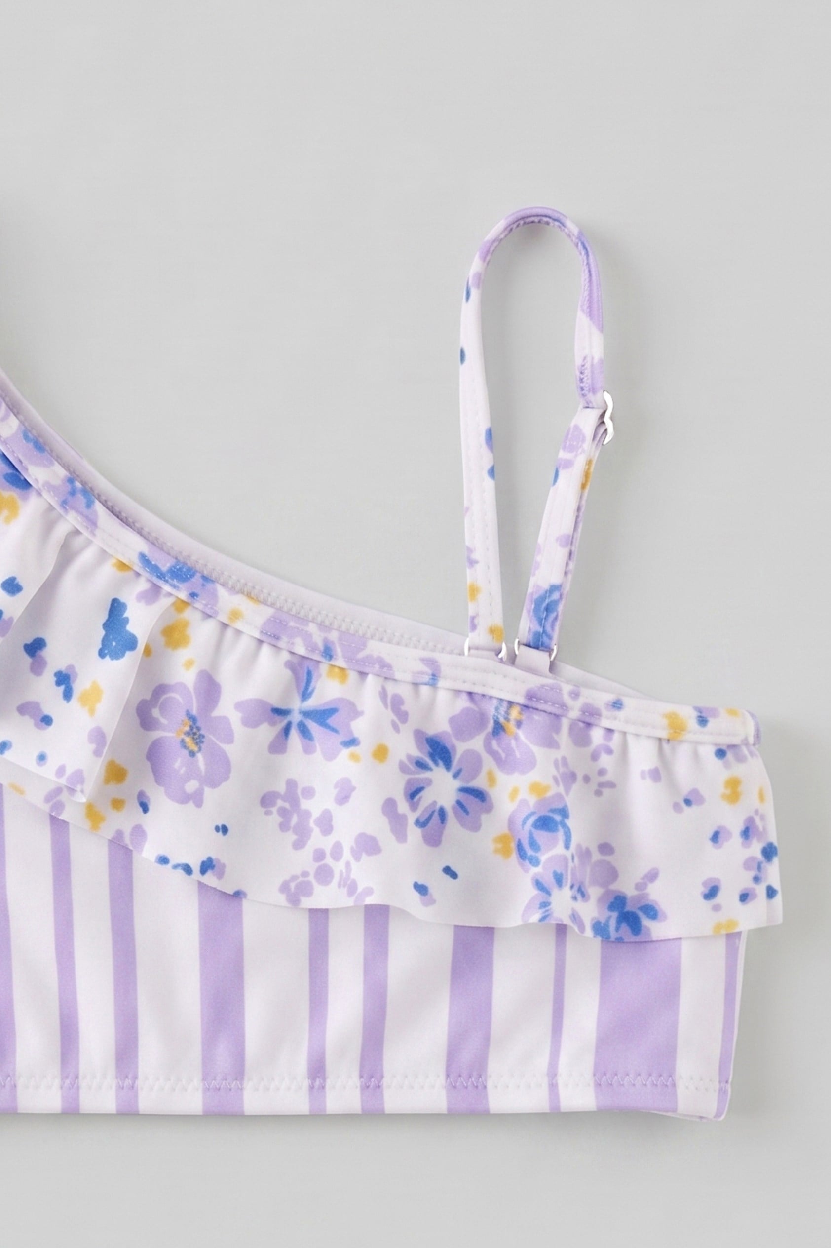 Kız Çocuk Çiçek Desen Fırfırlı Bikini Takım