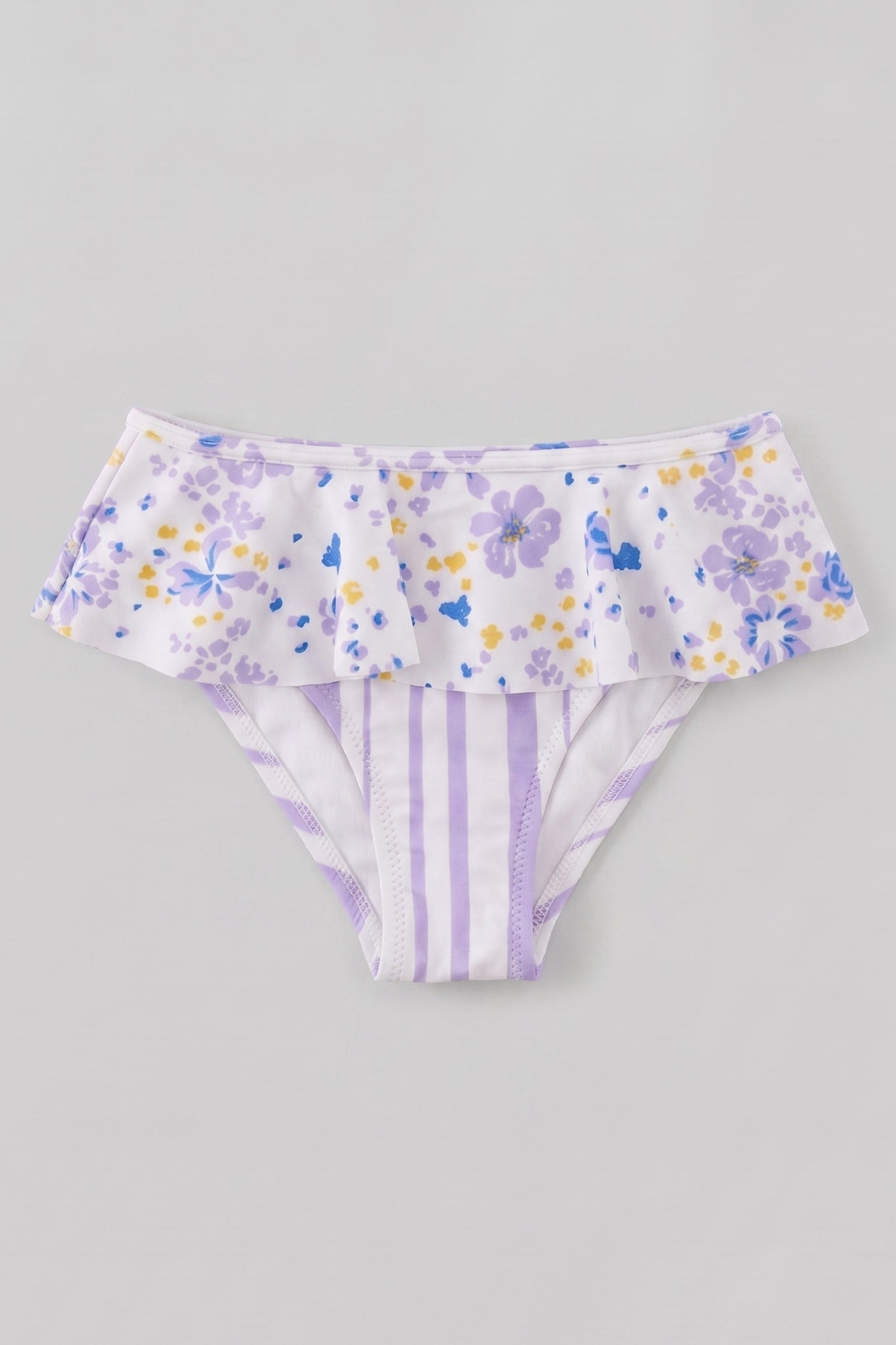 Kız Çocuk Çiçek Desen Fırfırlı Bikini Takım