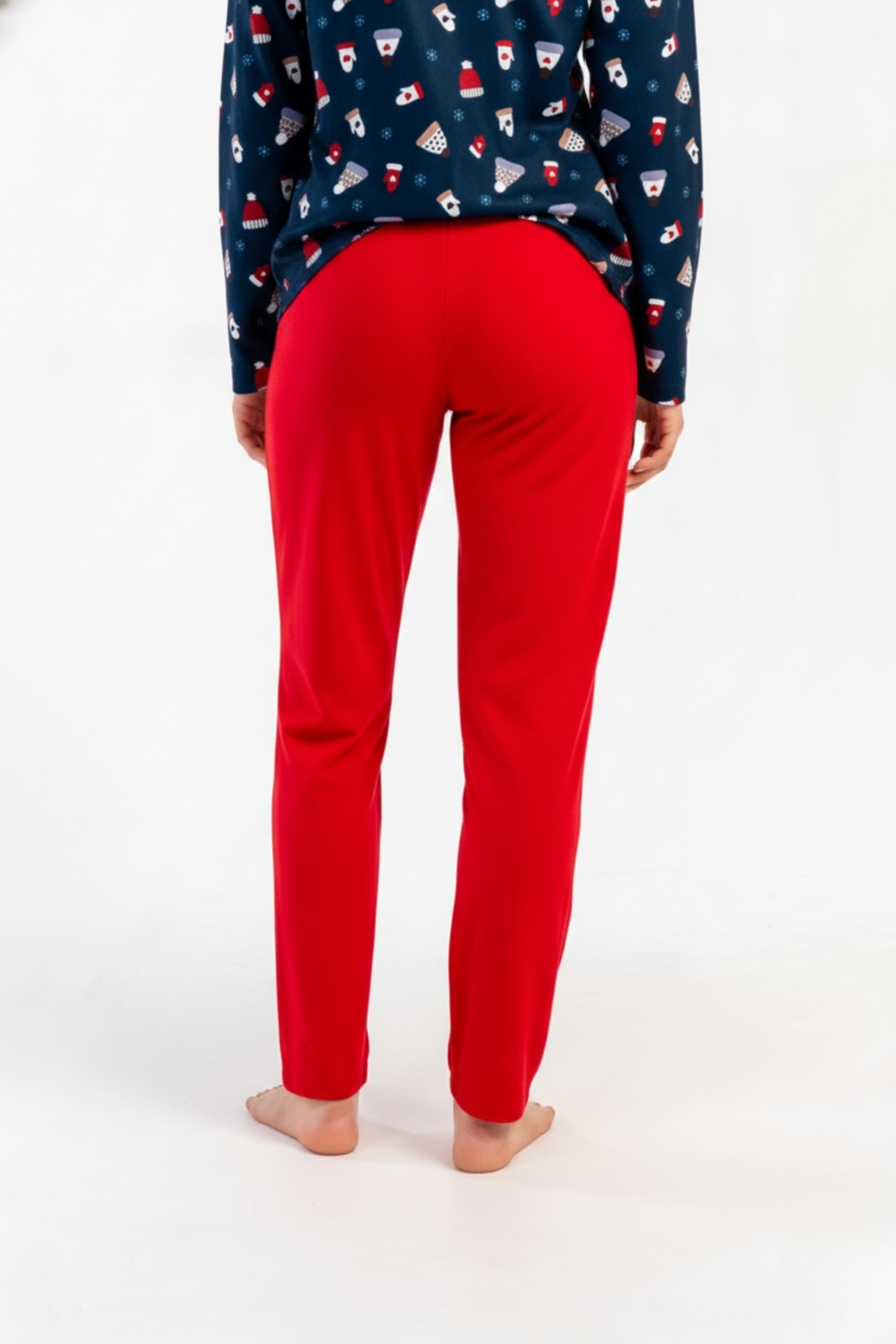 Kız Çocuk Kırmızı Cepli Uzun Pijama Altı
