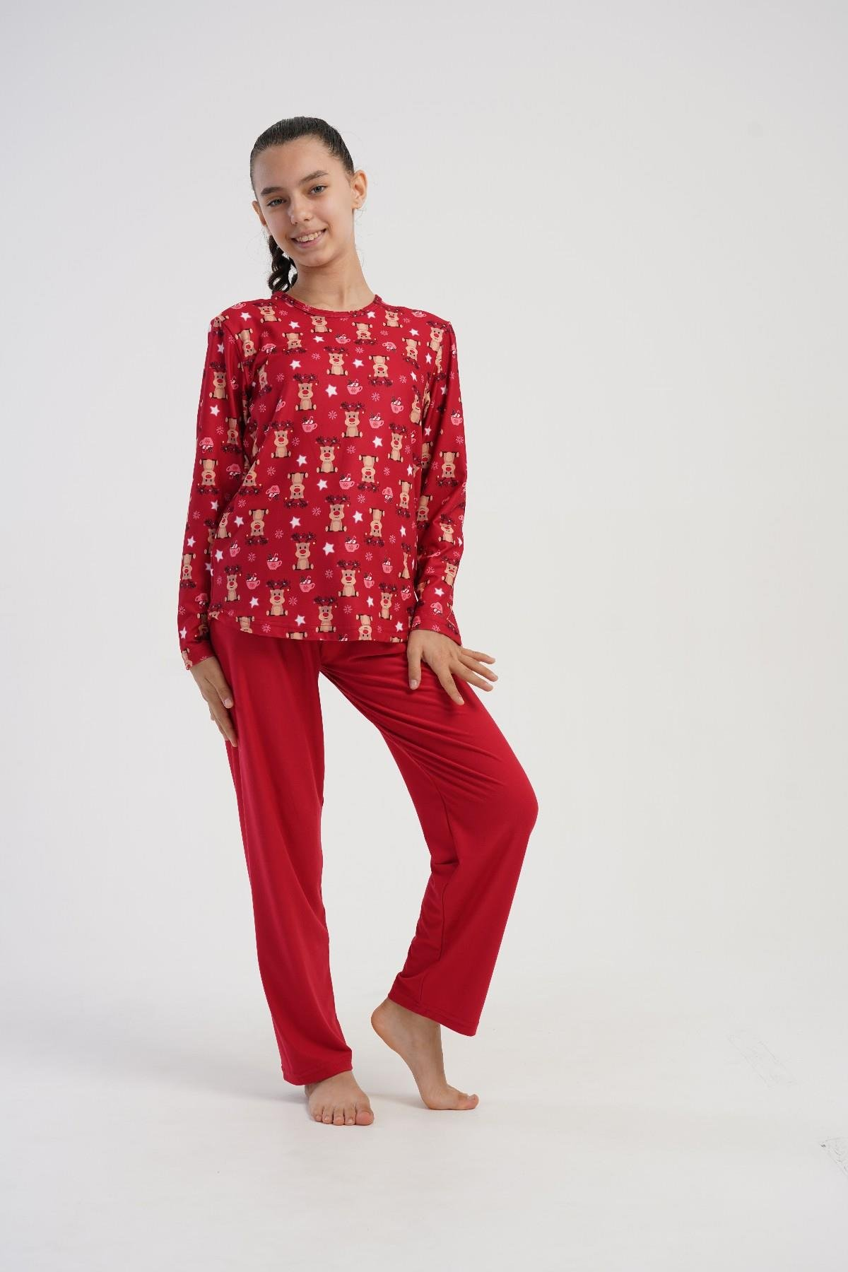 Kız Çocuk Kırmızı Marla Pijama Altı