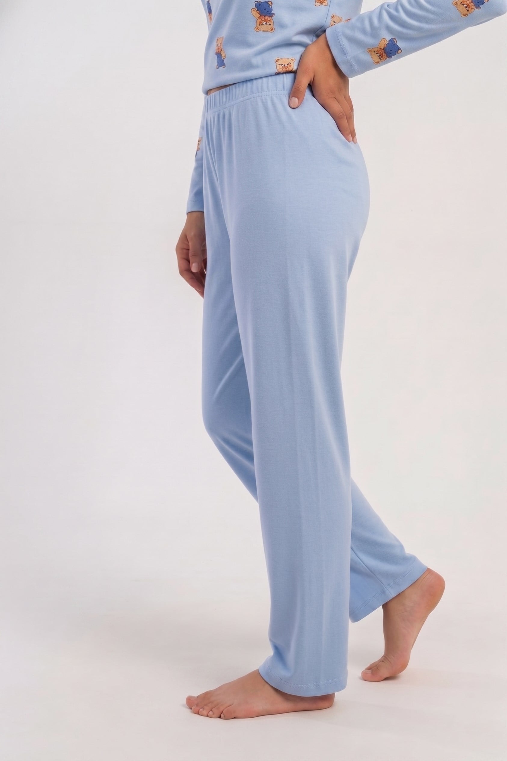 Kız Çocuk Mavi Likra Polyvıscon Pijama Altı
