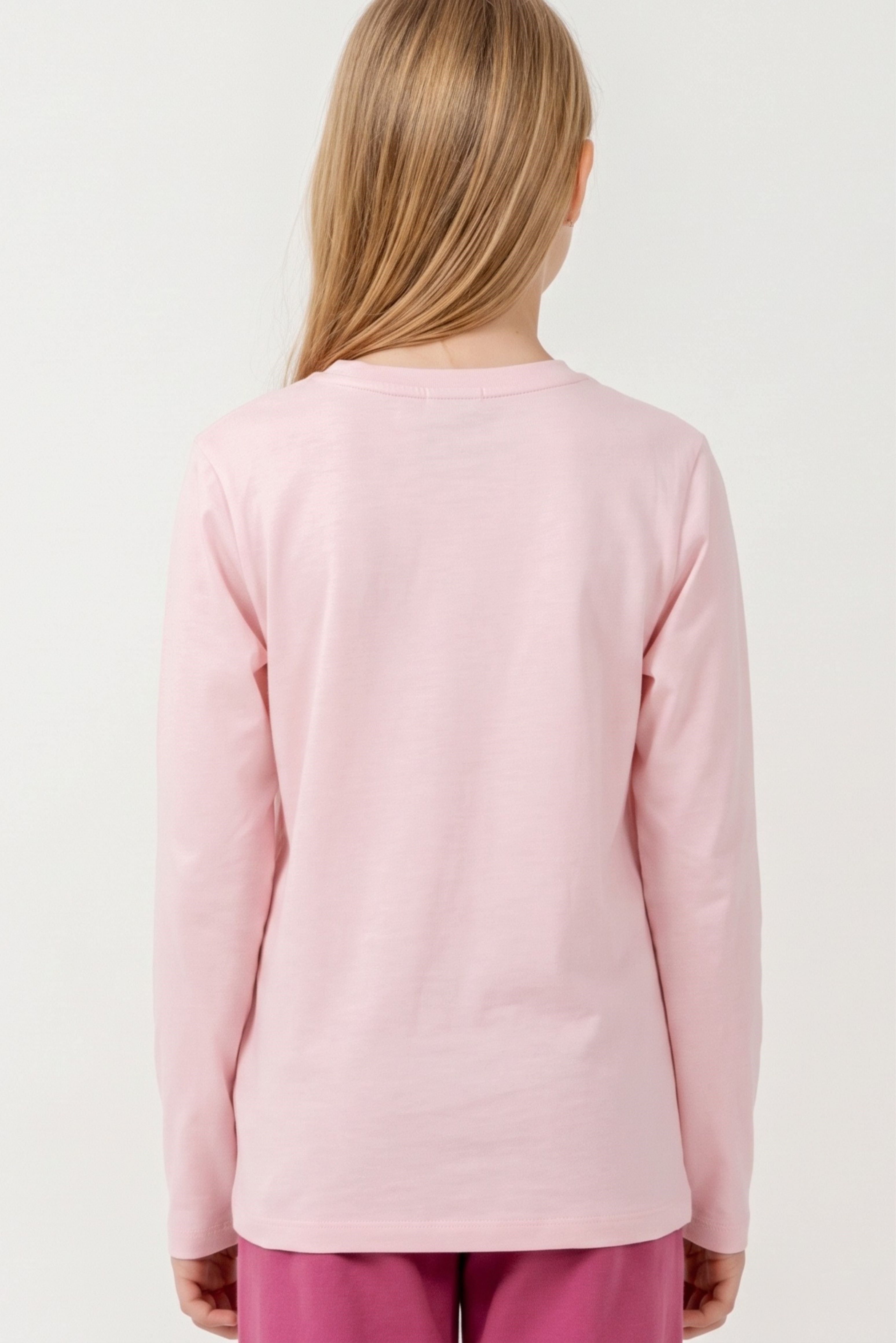 Kız Çocuk Pembe Ayıcık Desenli Pijama Üstü