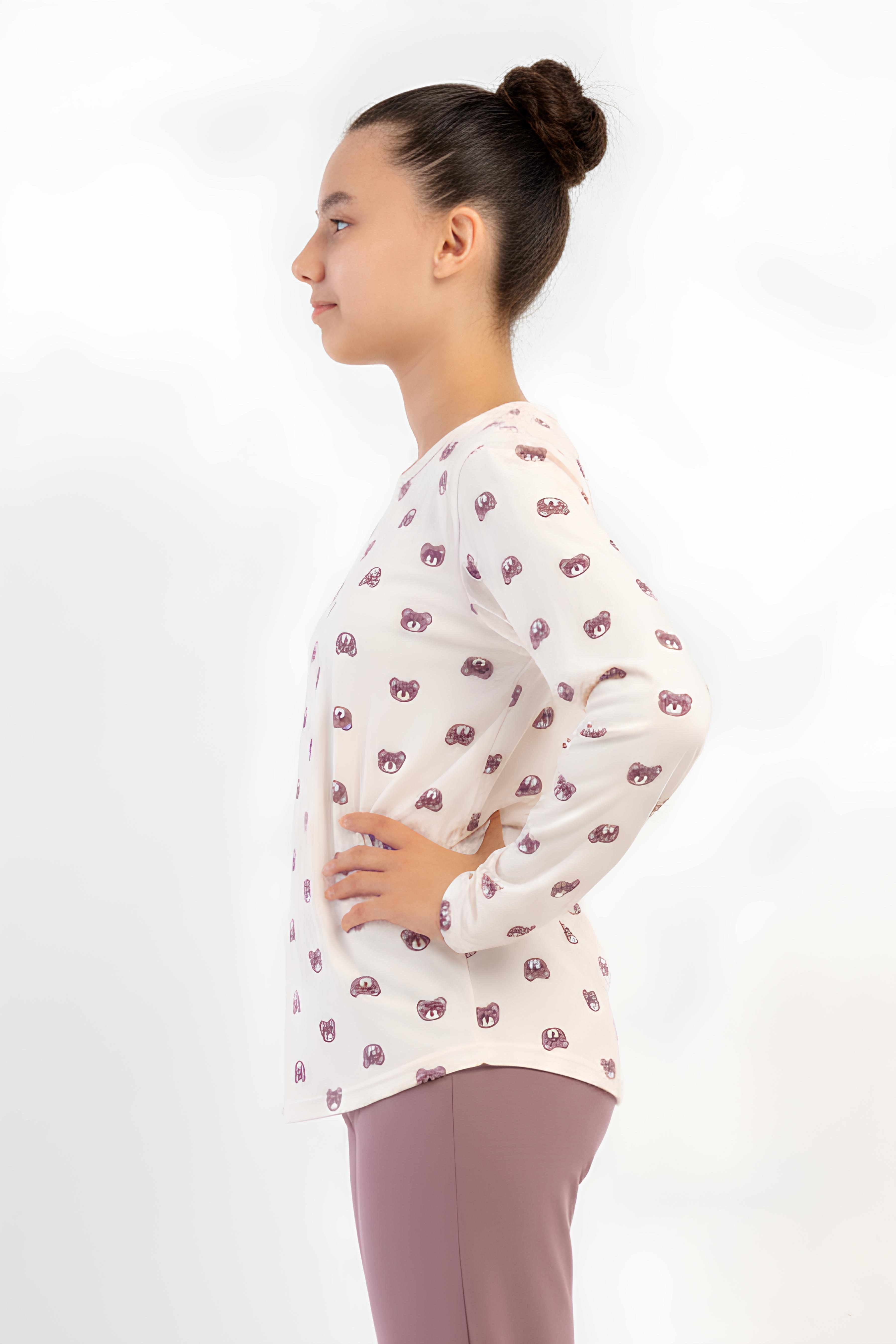 Kız Çocuk Sütlü Kahve Pijama Üstü