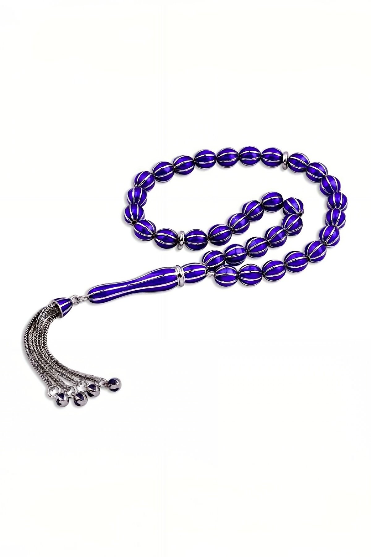 ​​​​​​Gümüş Lacivert Mineli Tesbih