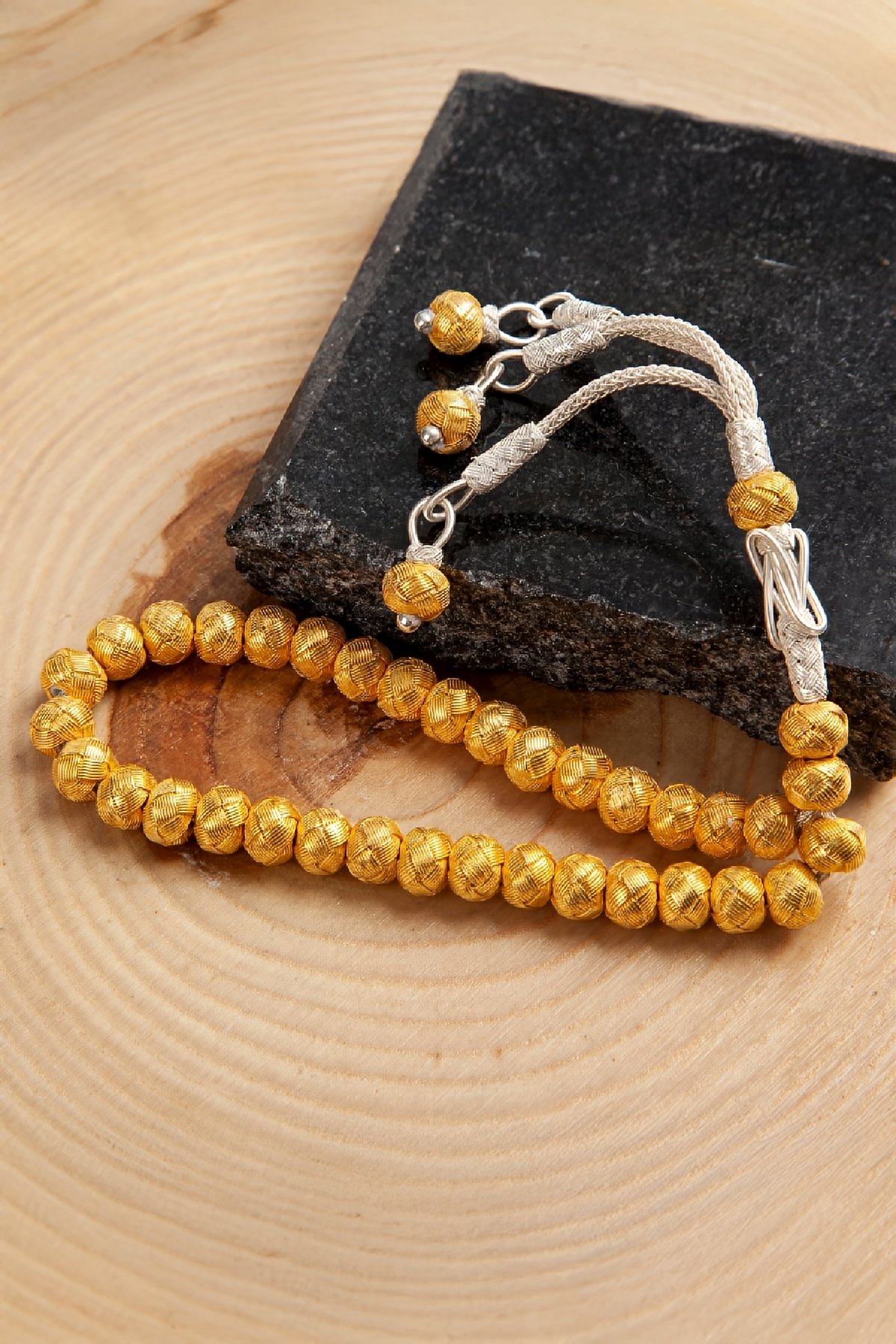 1000 Ayar Gümüş Altın Kaplama El İşi Kazaziye Tesbih