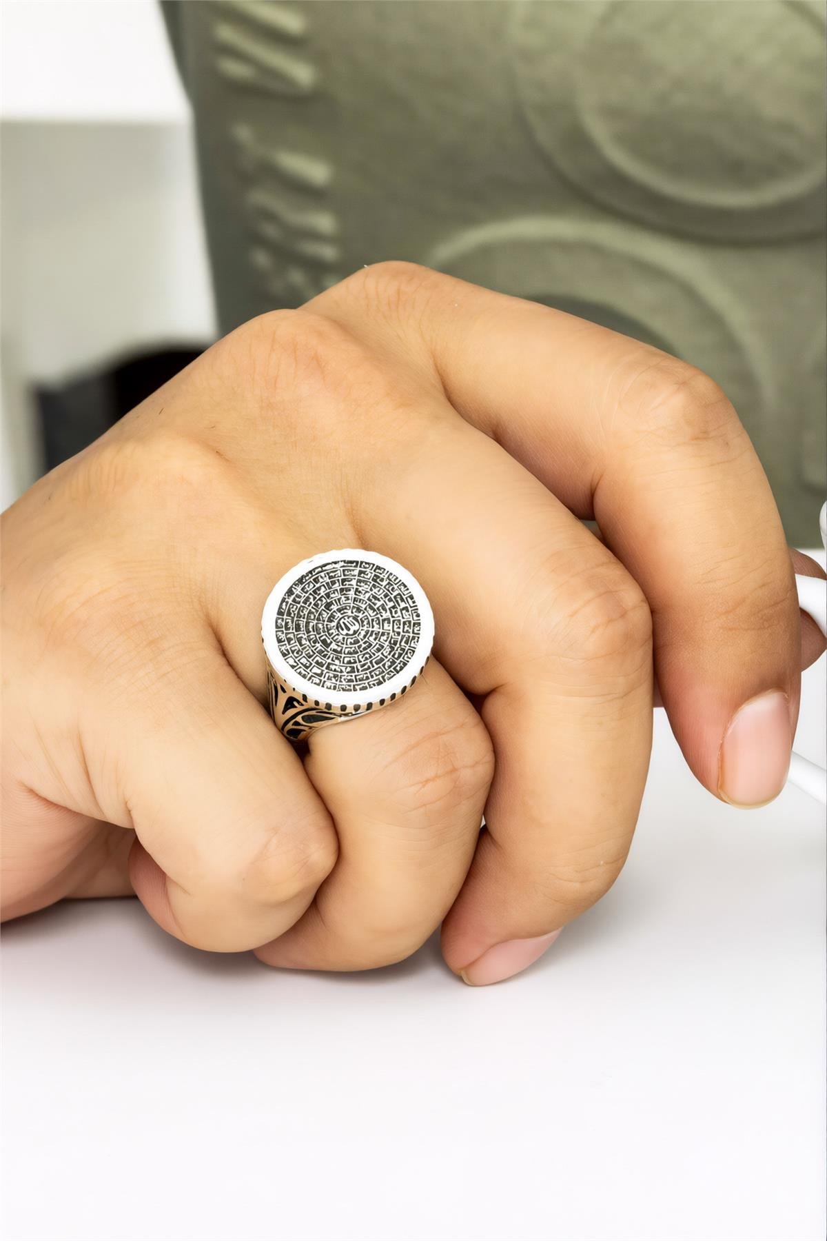 925 Ayar Esmaül Hüsna Yazılı Gümüş Erkek Yüzük