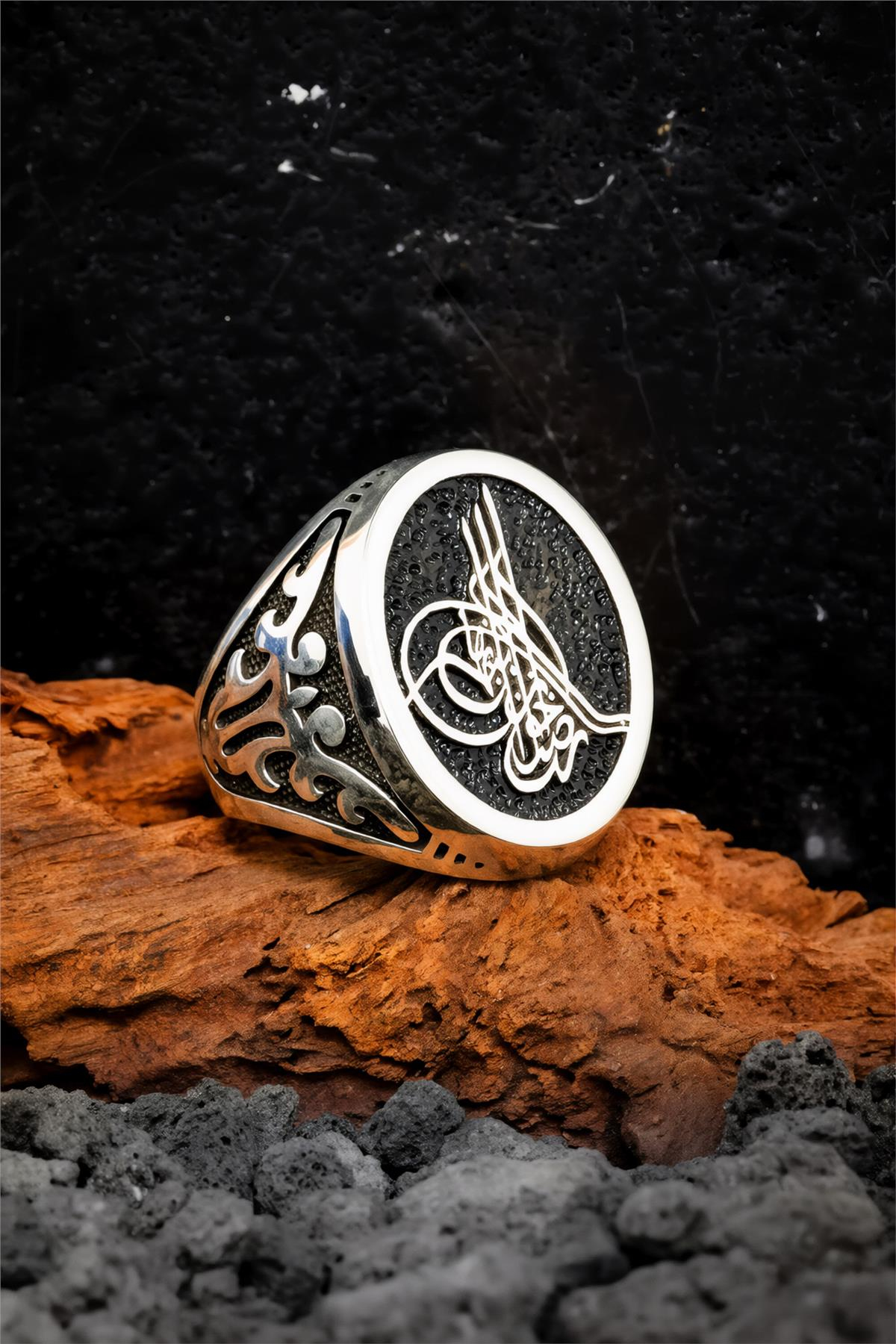 925 Ayar Gümüş Abdülhamid Han Tuğrası Erkek Yüzük