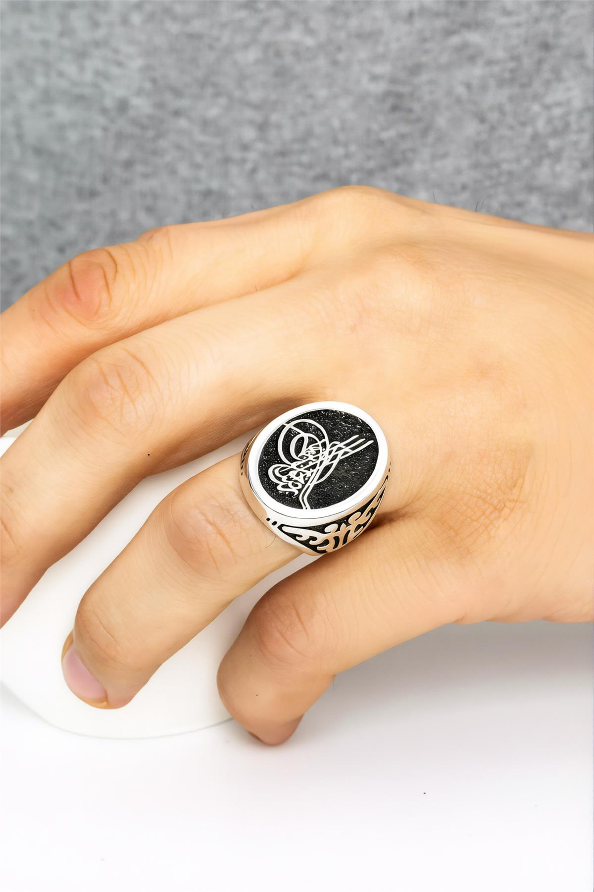 925 Ayar Gümüş Abdülhamid Han Tuğrası Erkek Yüzük