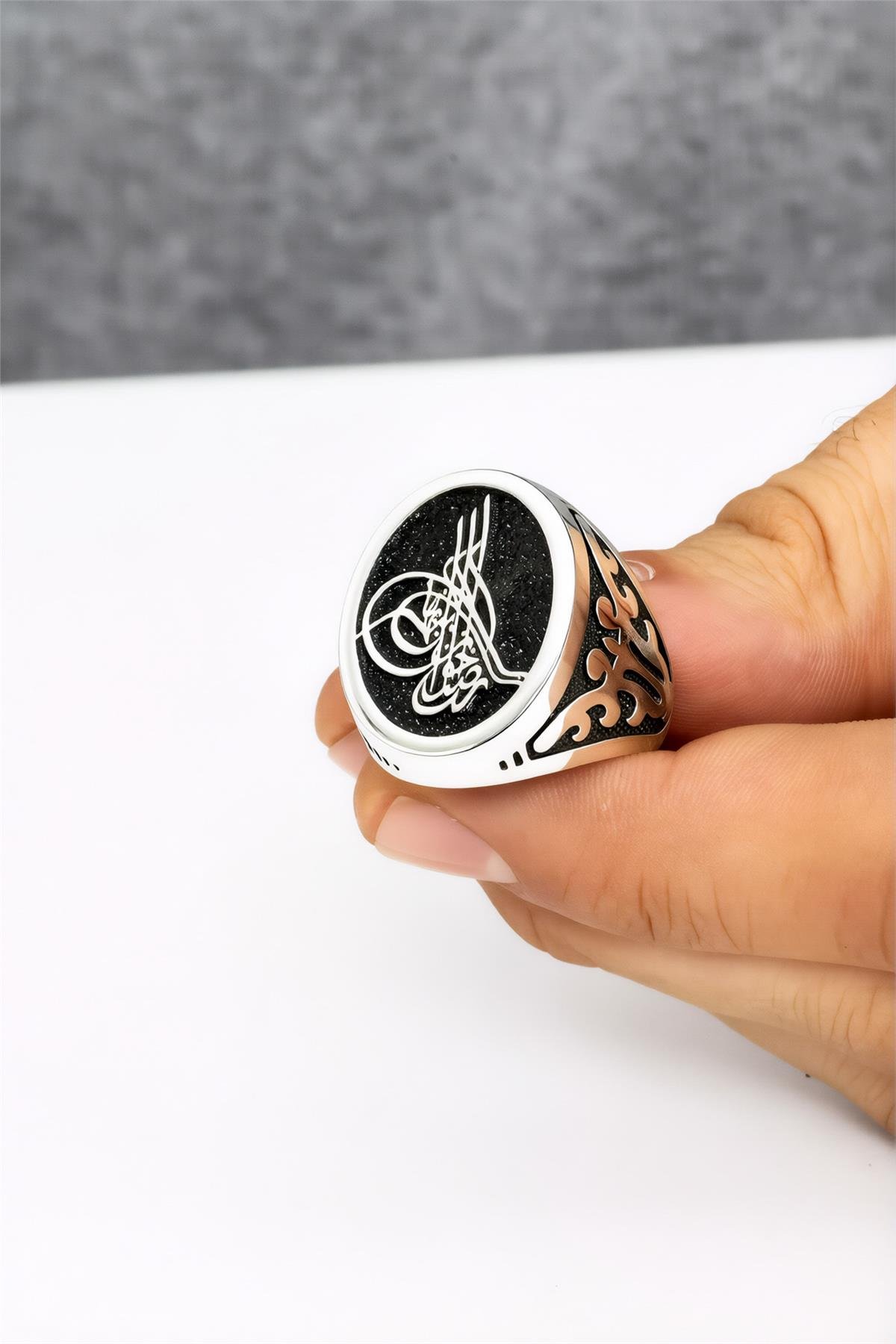 925 Ayar Gümüş Abdülhamid Han Tuğrası Erkek Yüzük