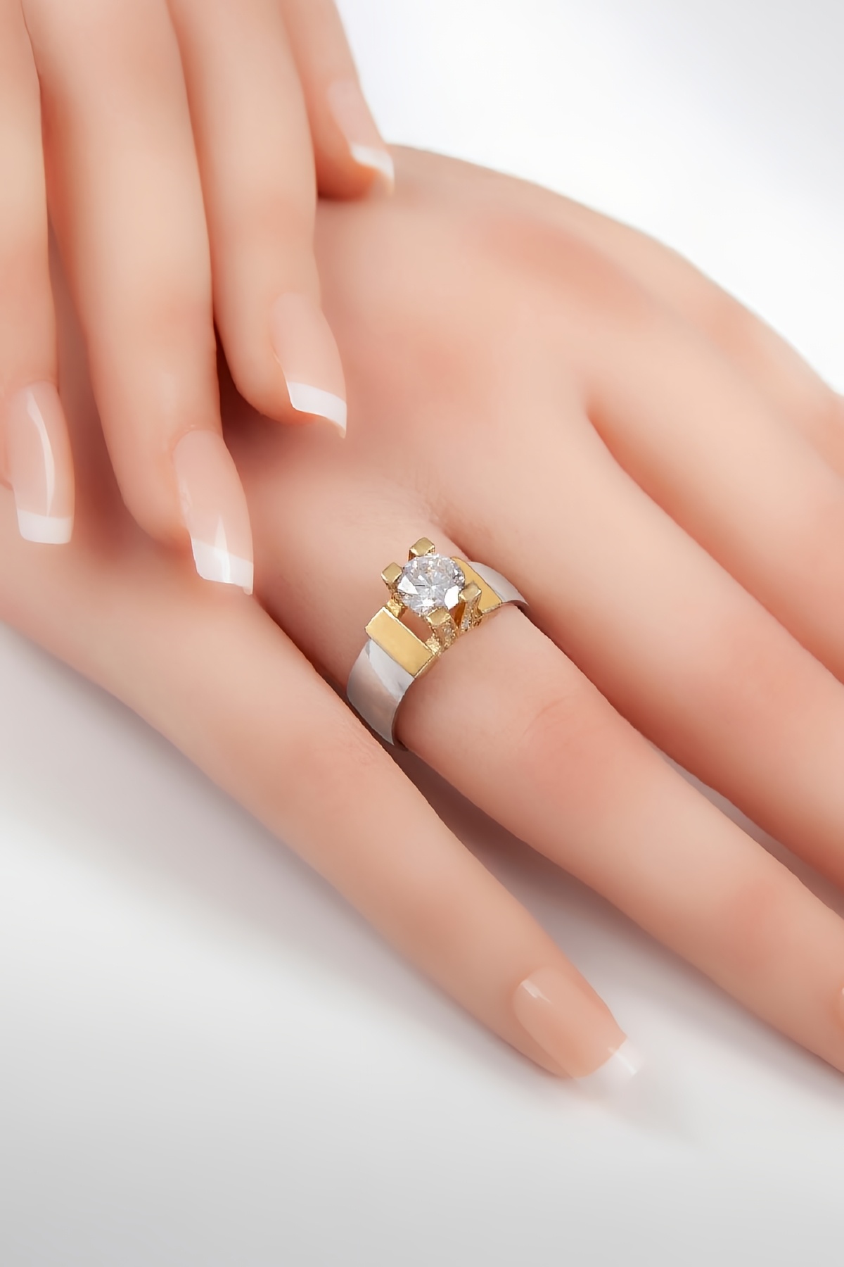 925 Ayar Gümüş Altı Düz Çift Renk Bayan Alyans Yüzük