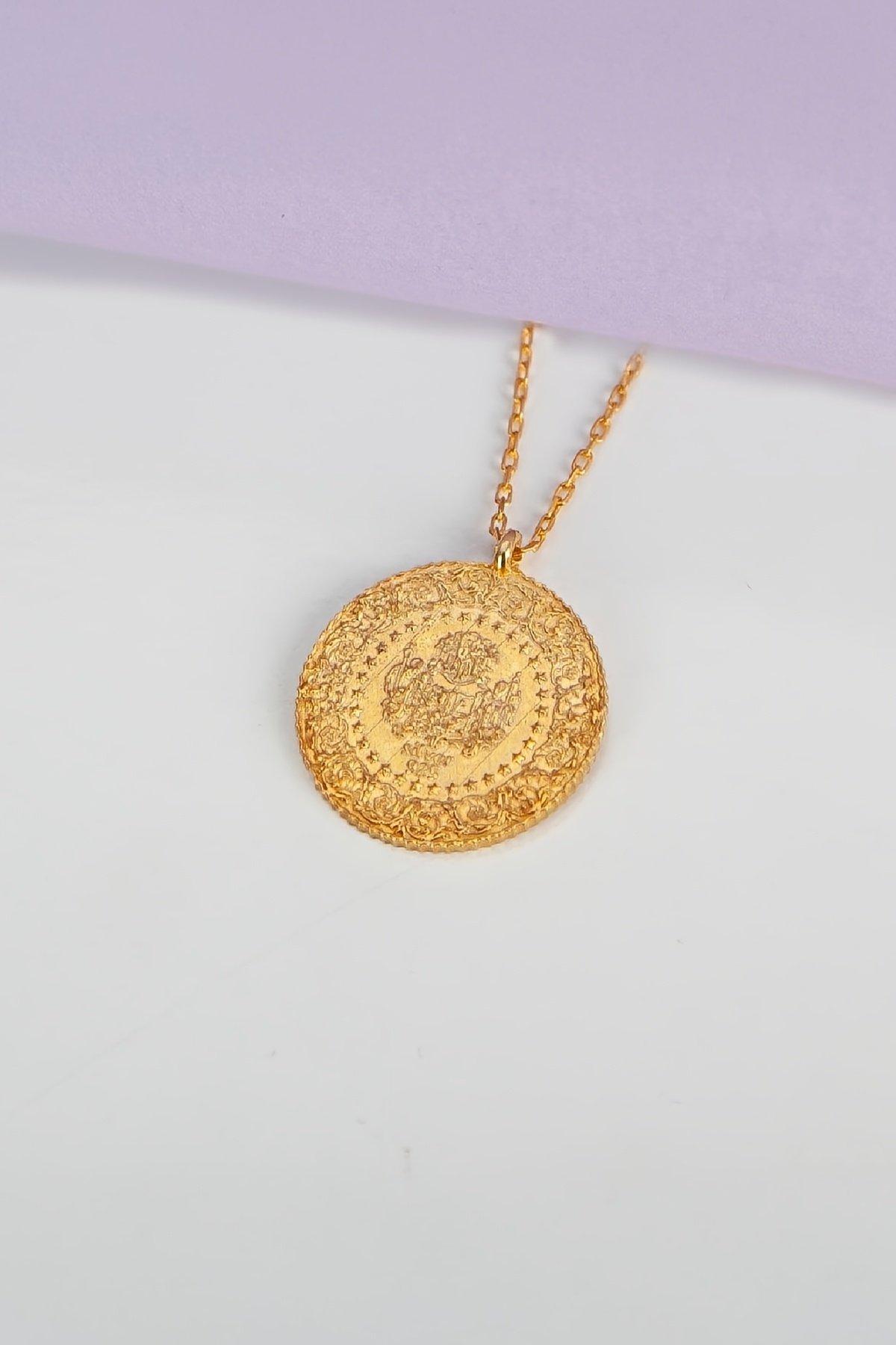 925 Ayar Gümüş Altın Kaplama Bayan Çeyrek Kolye