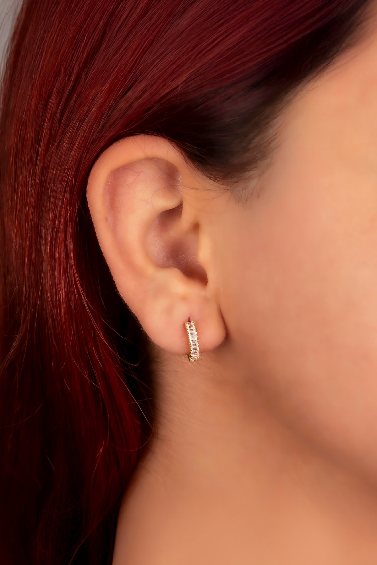 925 Ayar Gümüş Altın Kaplama Küçük Boy Baget Küpe