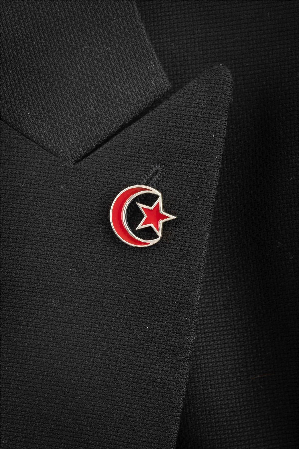 925 Ayar Gümüş Ayyıldız Mineli Rozet