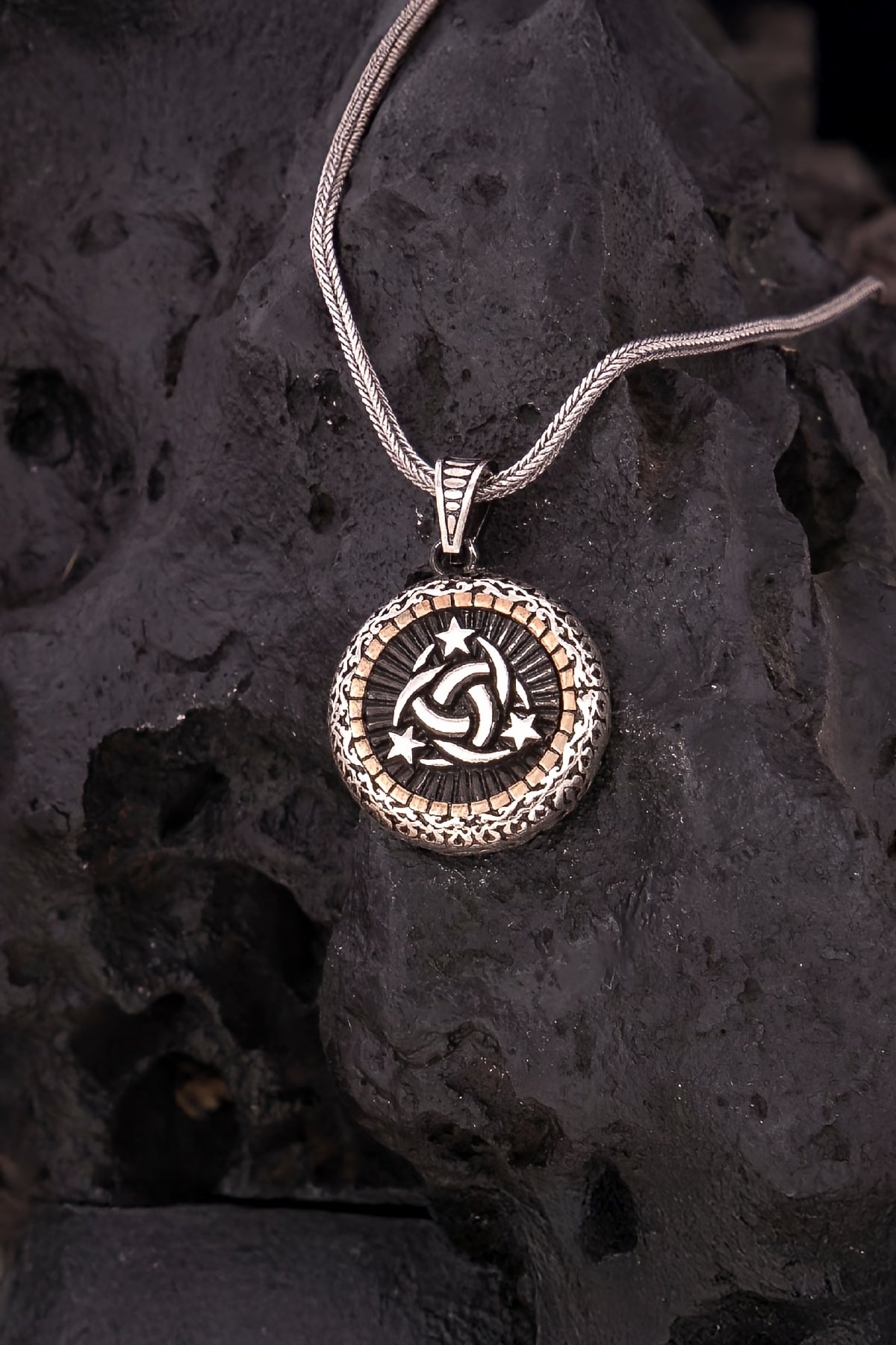 925 Ayar Gümüş Bronz Süslemeli Teşkilatı Mahsusa Erkek Kolye