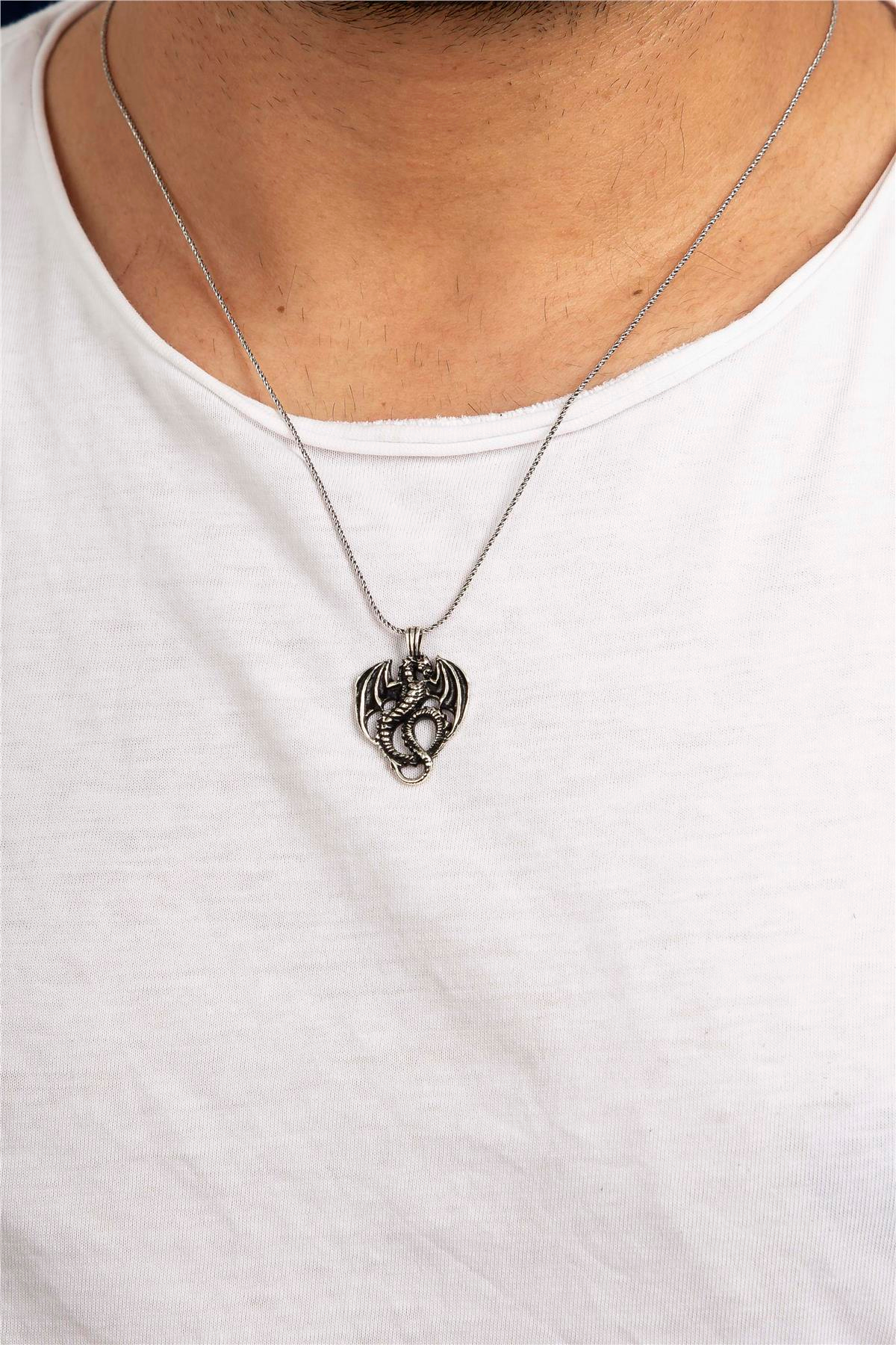 925 Ayar Gümüş Ejderha Erkek Kolye